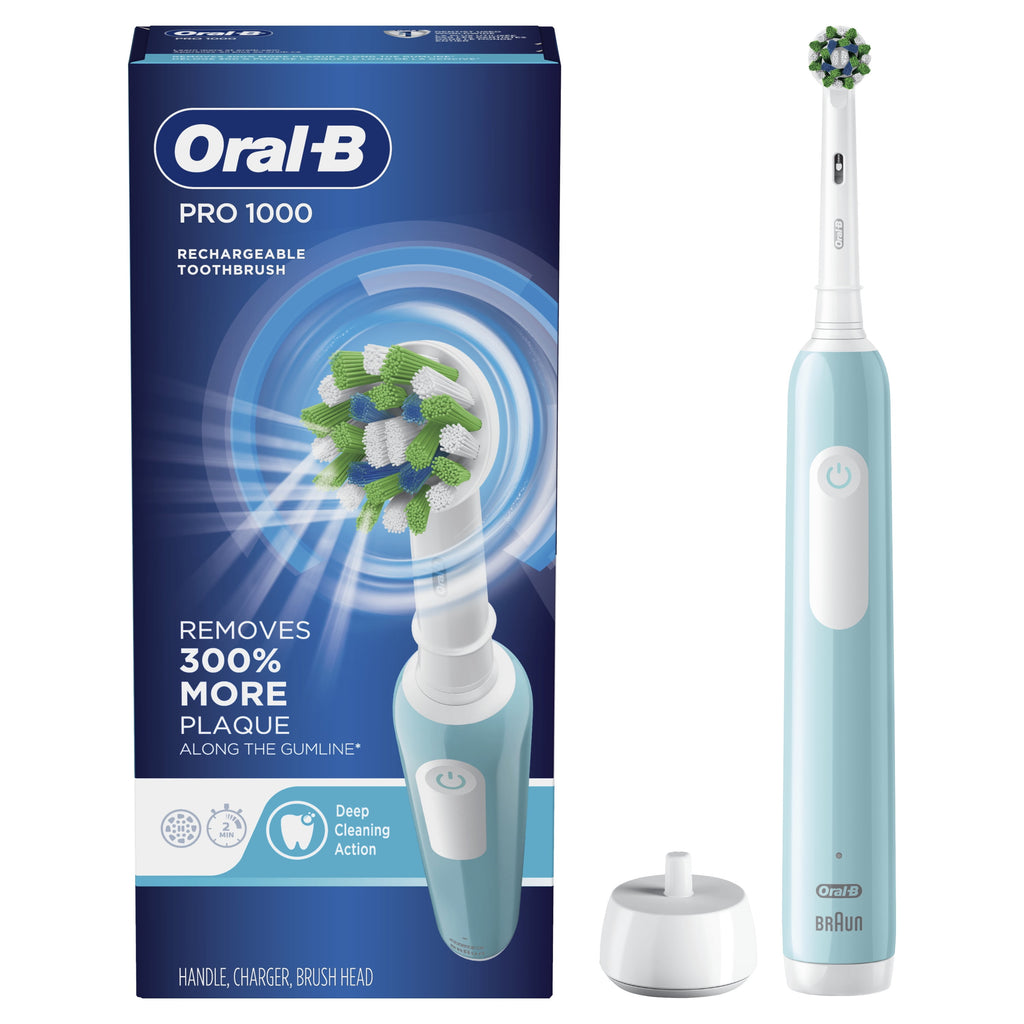 Toothbrush, Pro 1000 Rechargeable Electric Toothbrush, White, 1 Count, Adults and Children 3+