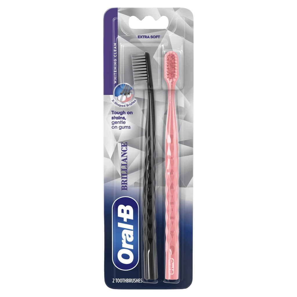 (2 pack)  Toothbrush Pro Whitening Brilliance, Extra Soft, Black and C, 2 Count