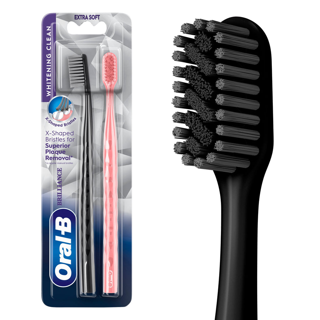(2 pack)  Toothbrush Pro Whitening Brilliance, Extra Soft, Black and C, 2 Count