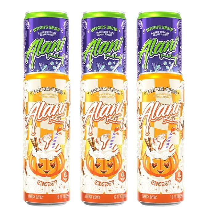 New  Witch's Brew &amp; Pumpkin Cream Energy Drink Variety Pack, Sugar Free, Low Calorie, 12 fl oz, (6cans) Repackaged