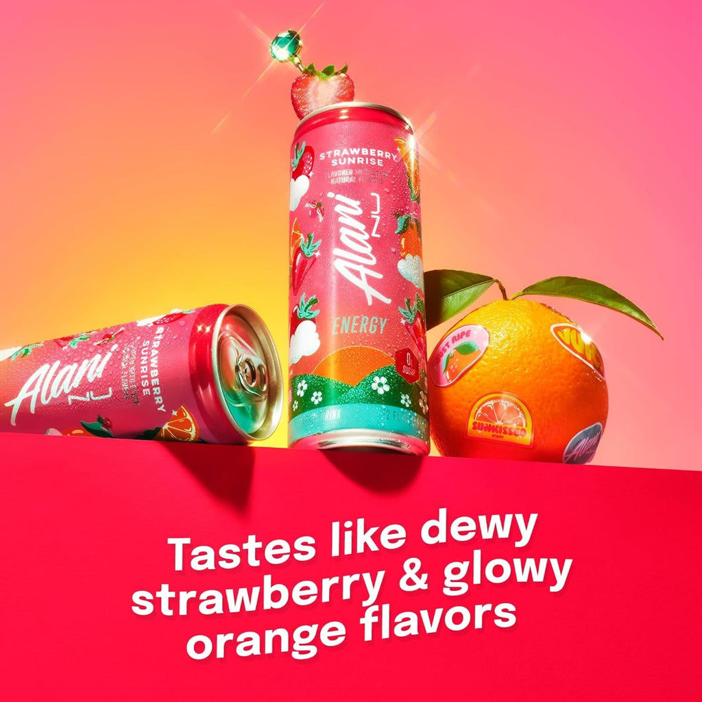 Energy Drinks Strawberry Sunrise, Pink Slush, Juicy Peach Flavors Variety Pack Sugar-Free, Low-Calorie, 200mg Caffeine, 12 fl oz (Pack of 6)
