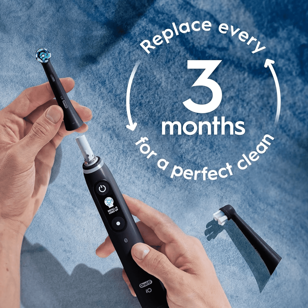 iO Series Ultimate Clean Electric Toothbrush Replacement Brush Heads for an Electric Toothbrush, 4 count, Black