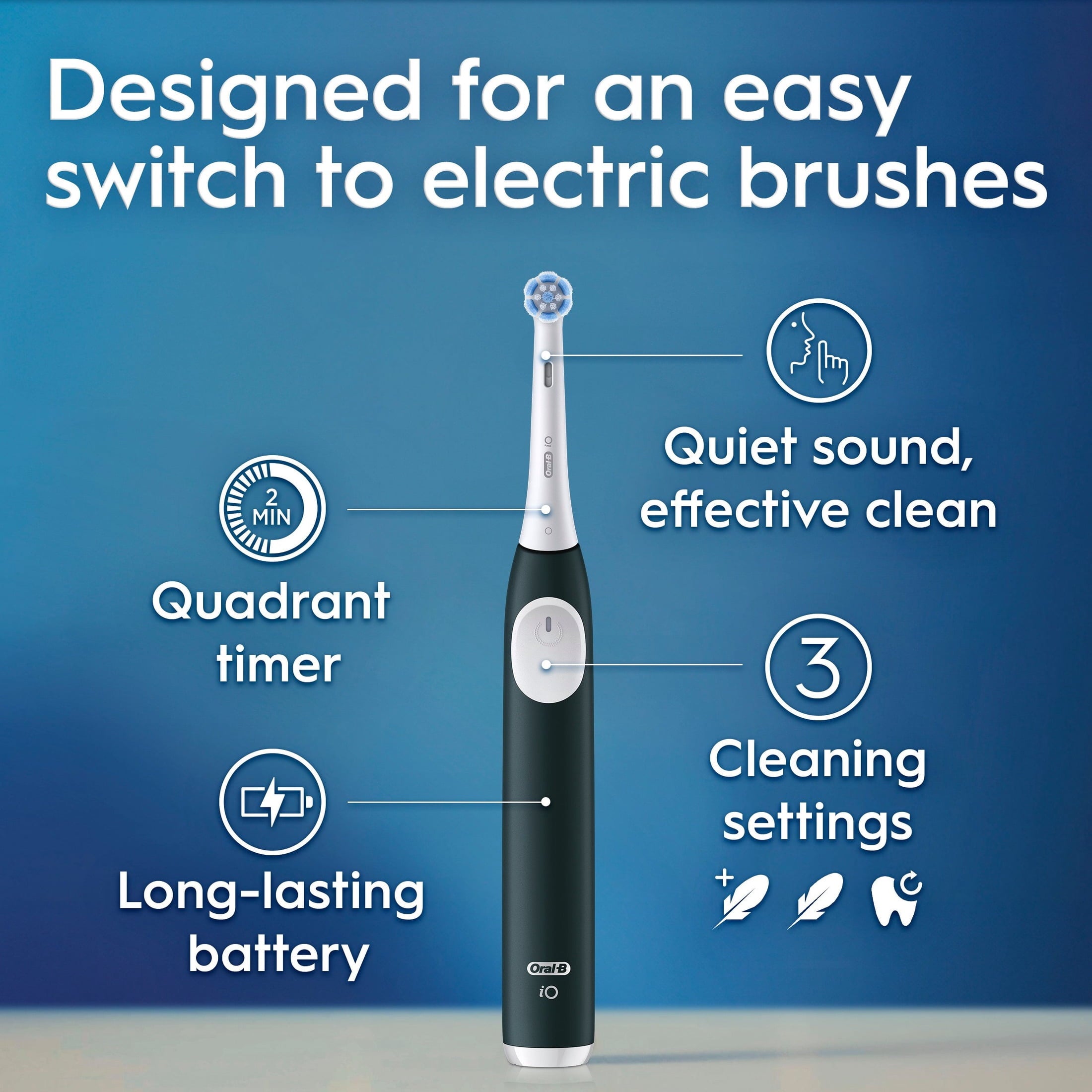 Toothbrush, iO Series 2 Electric Toothbrush Starter Kit, Night Black