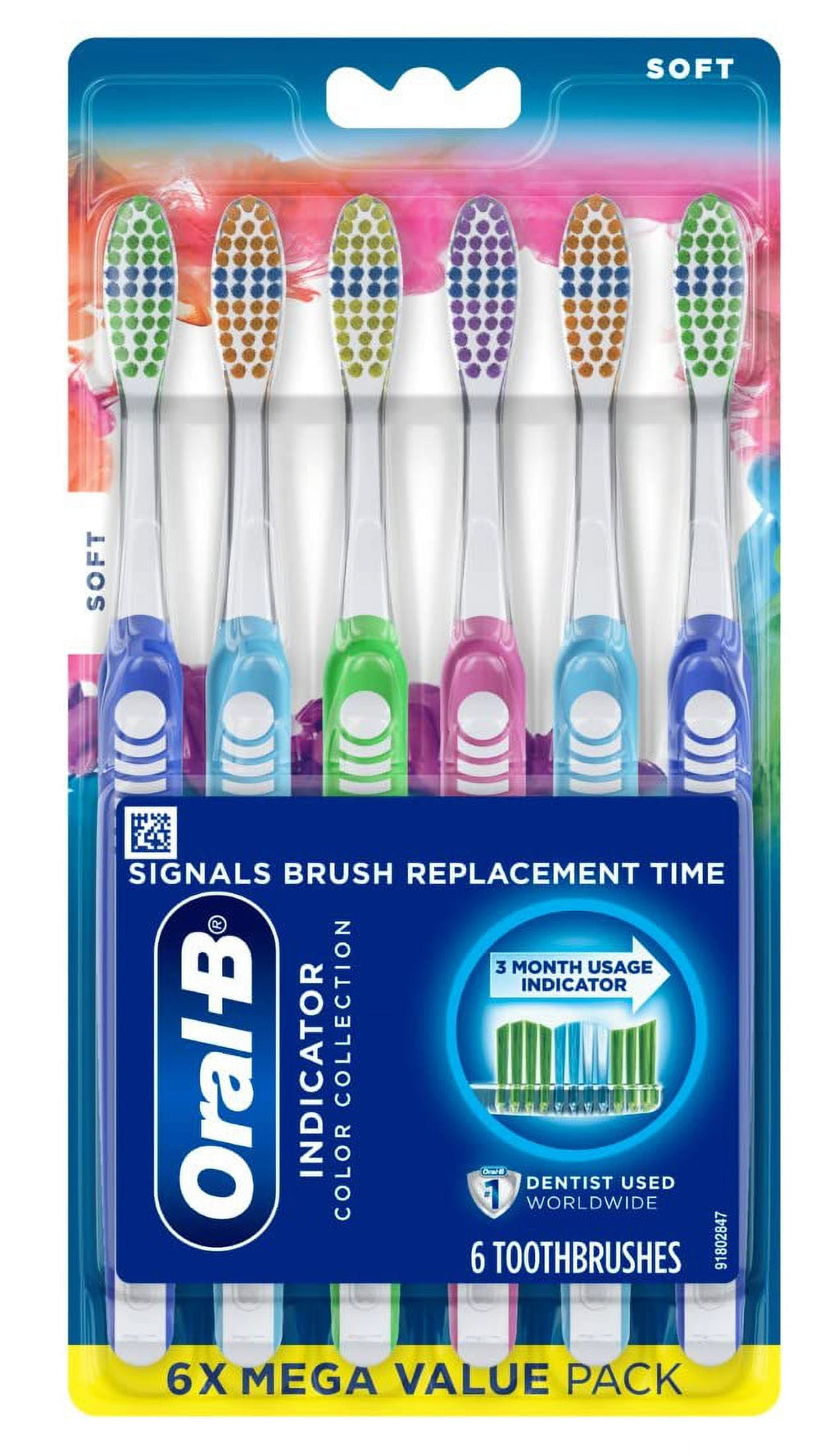 Toothbrush Indicator Color Collection Soft 6 Count Packaging May Vary