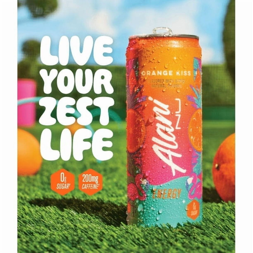 Sugar Free Energy Drink, Orange Kiss, 12 fl oz, Can, 200mg Caffeine-2Pack