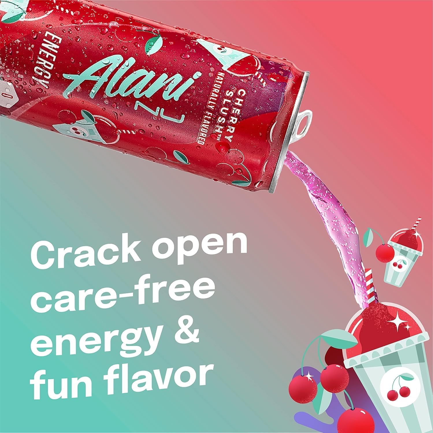 Energy Drink, Cherry Slush, 12 fl oz Can (6 Can)