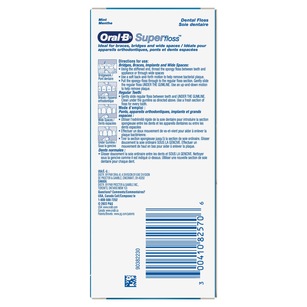 Floss, Super Floss Pre-Cut Strands Dental Floss, Mint, 50 Count