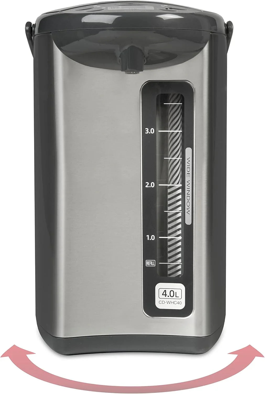 Water heater and hot water dispenser, capacity 135 ounces, stainless steel gray