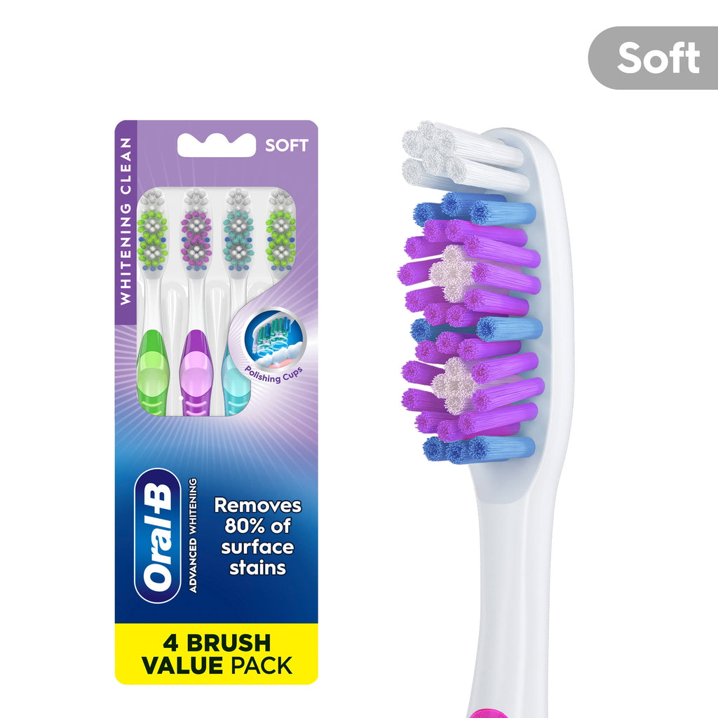 Toothbrush, Advanced Whitening Manual, Soft, 4 Count
