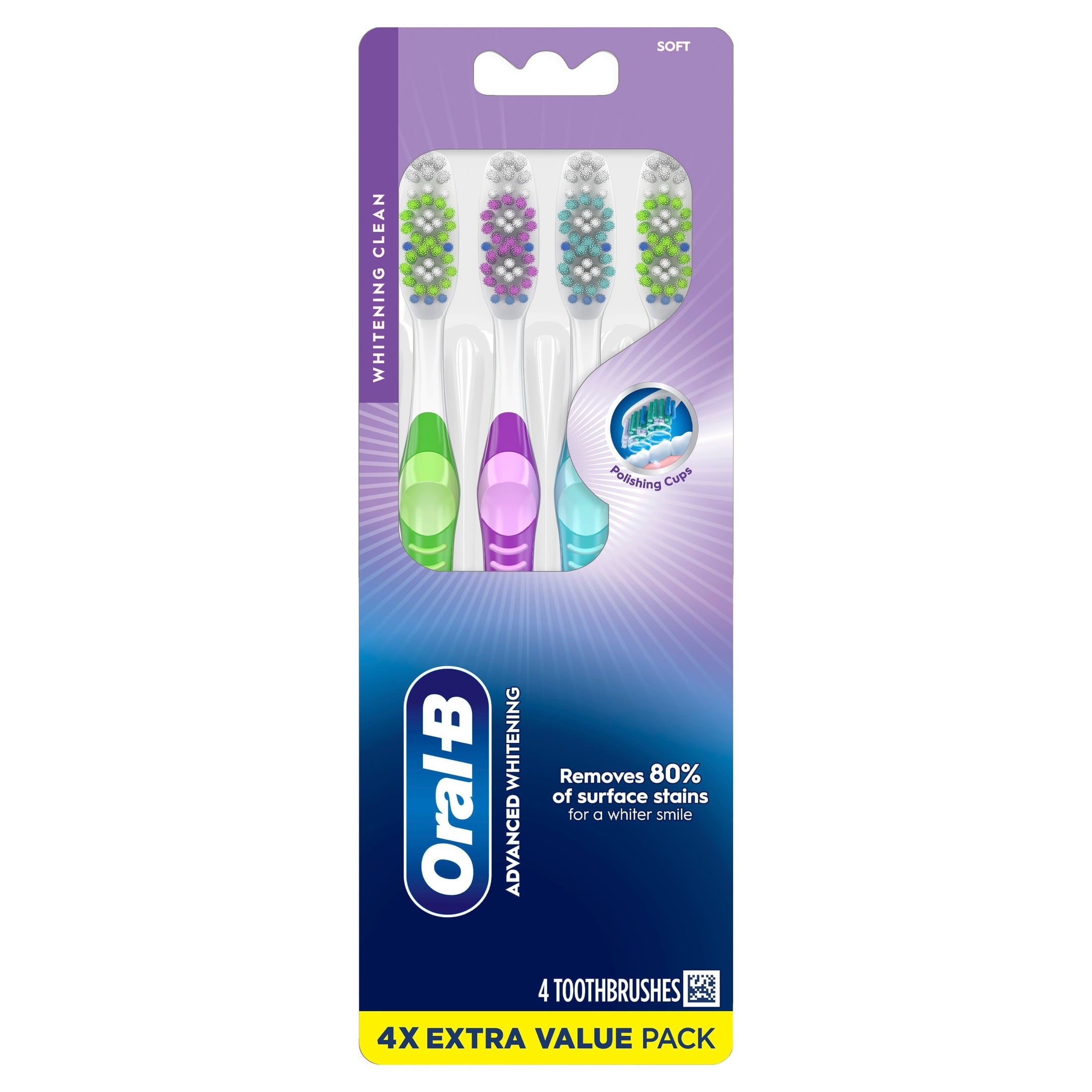 Toothbrush, Advanced Whitening Manual, Soft, 4 Count