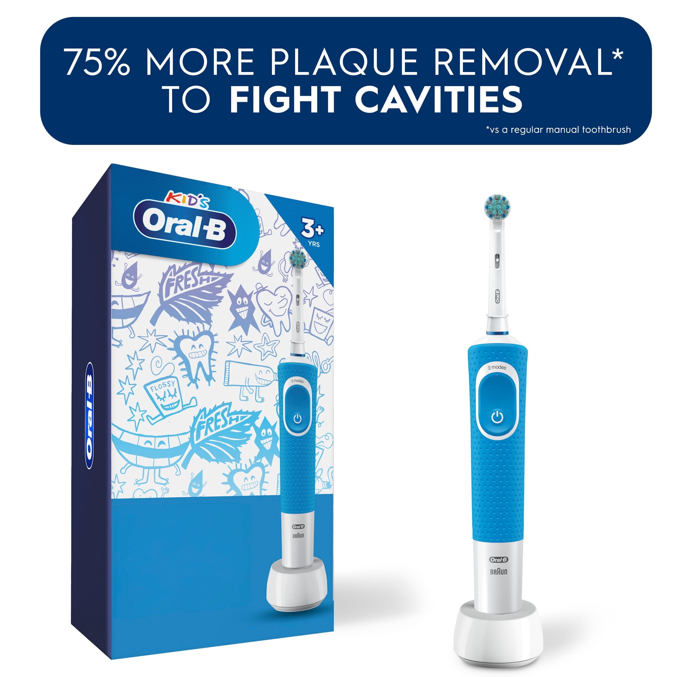 ‑B Kids Toothbrush, Kids Electric Toothbrush with Sensitive Compact Head and Timer, Ages 3+, Rechargeable