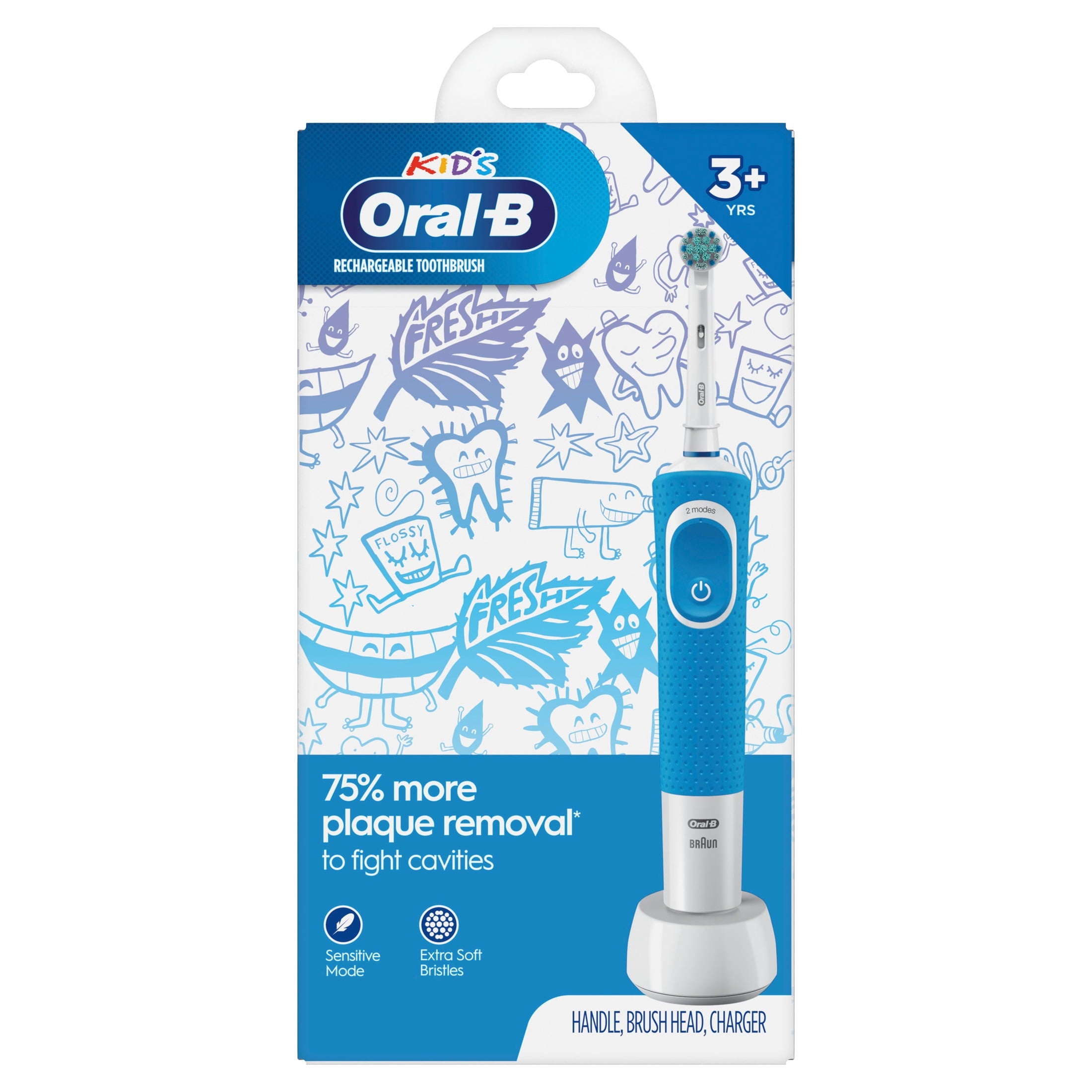 ‑B Kids Toothbrush, Kids Electric Toothbrush with Sensitive Compact Head and Timer, Ages 3+, Rechargeable