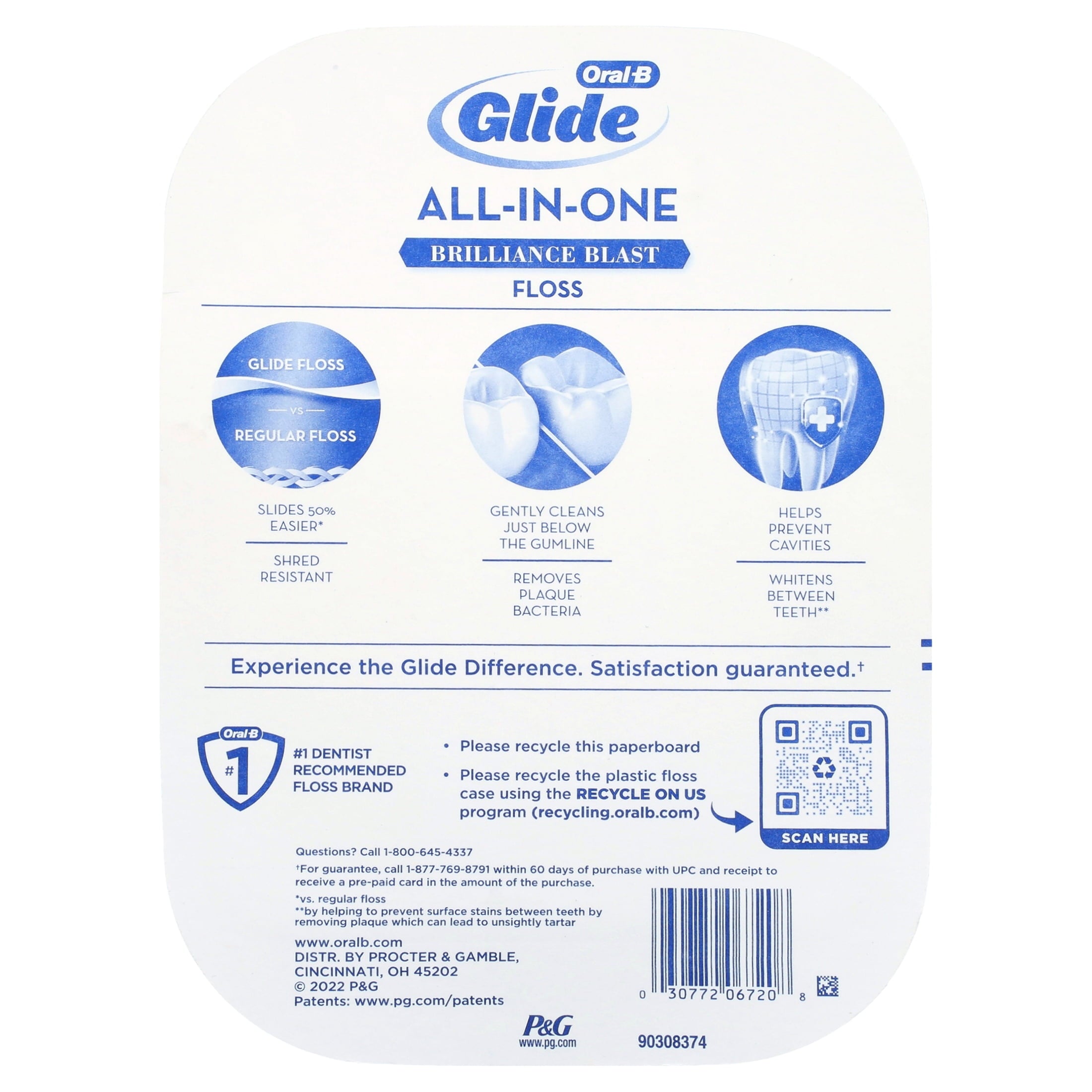 Glide All-in-One Dental Floss Brilliance Blast 44 m (Pack of 6)