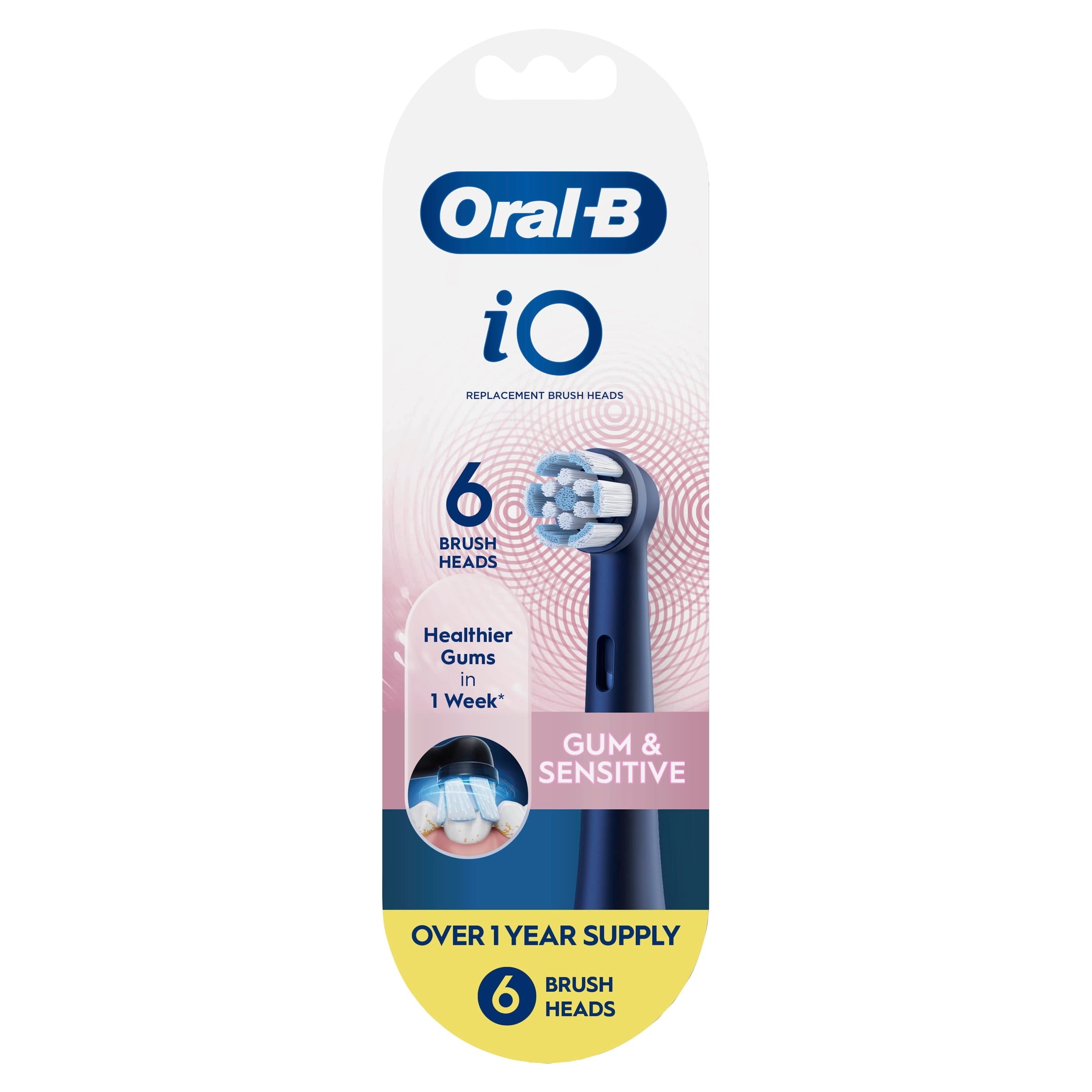 iO Gum &amp; Sensitive Replacement Heads, Electric Toothbrush Brush Heads, Black, 6 Count