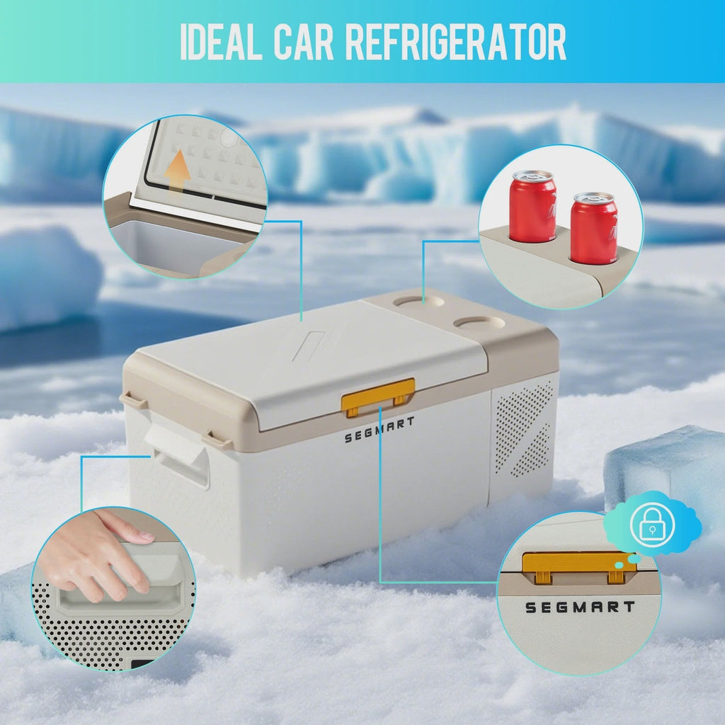 16.8QT Mini Fridge, Syngar Electric Cooler with 2 Plugs for Bedroom, Dorm RV Use, Portable Car Refrigerator for Camping, 60W, 24V/110V,...
