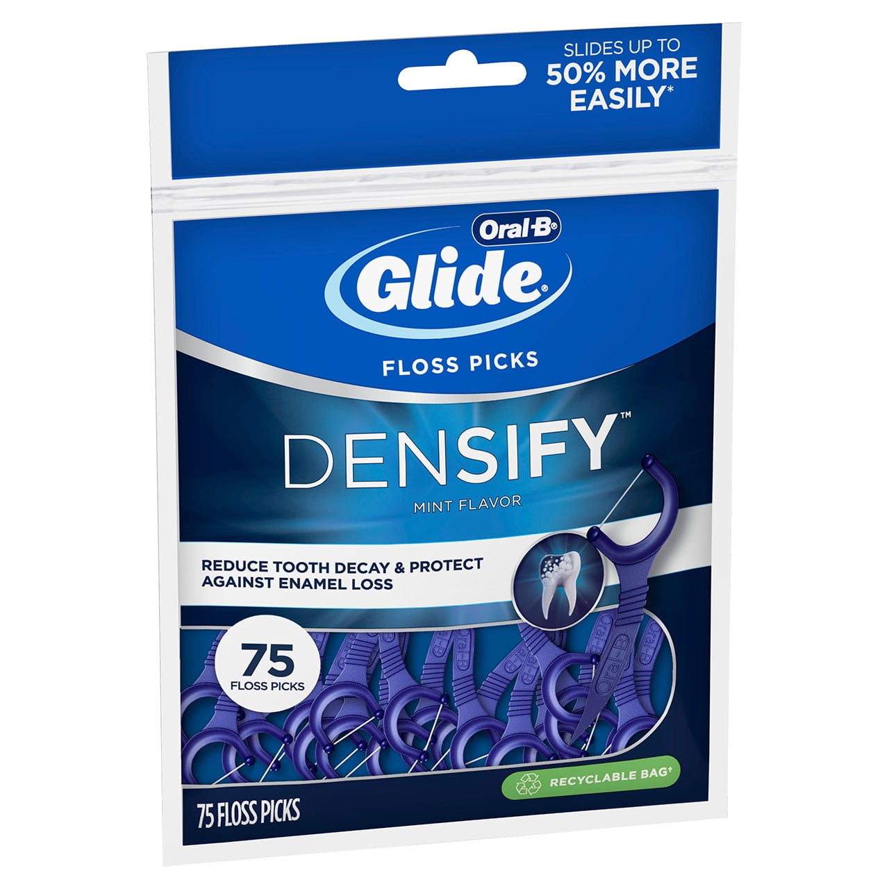 Glide Densify Floss Picks, Mint, 75 Ea, 3 Pack