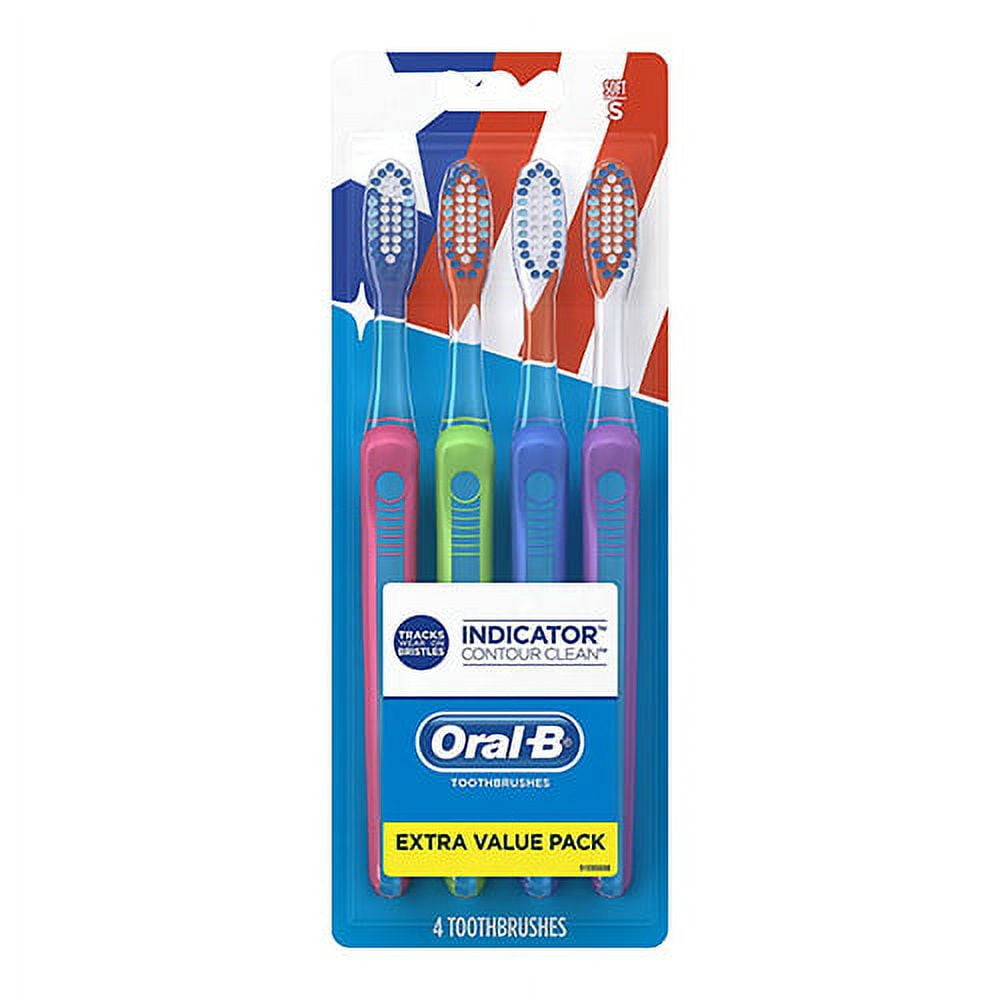 Indicator Contour Clean Toothbrush, Soft Bristles, 4 Ea