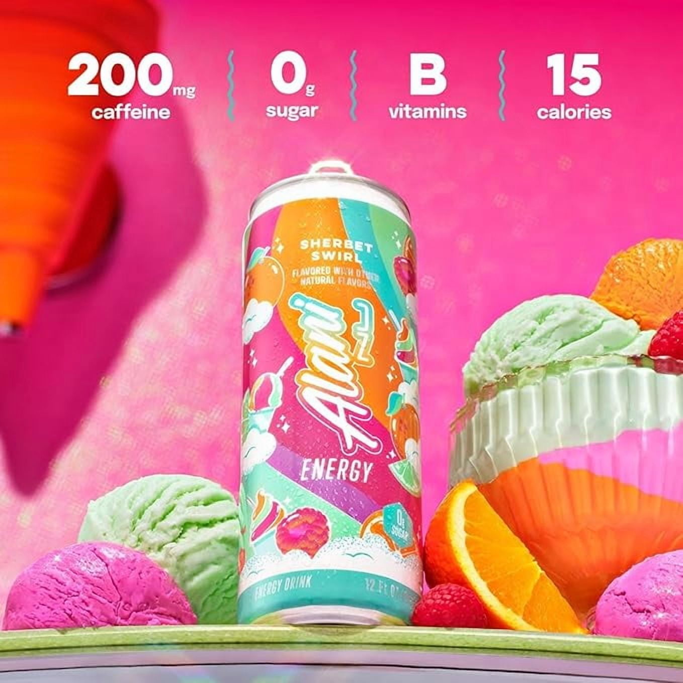 Energy Drinks Sherbet Swirl, Strawberry Sunrise, Winter Wonderland Flavors Variety Pack, Biotin B Vitamins, Sugar-Free, Low-Calorie, 200mg Caffeine, Energy Boost Drink 12 fl oz (Pack of 6)