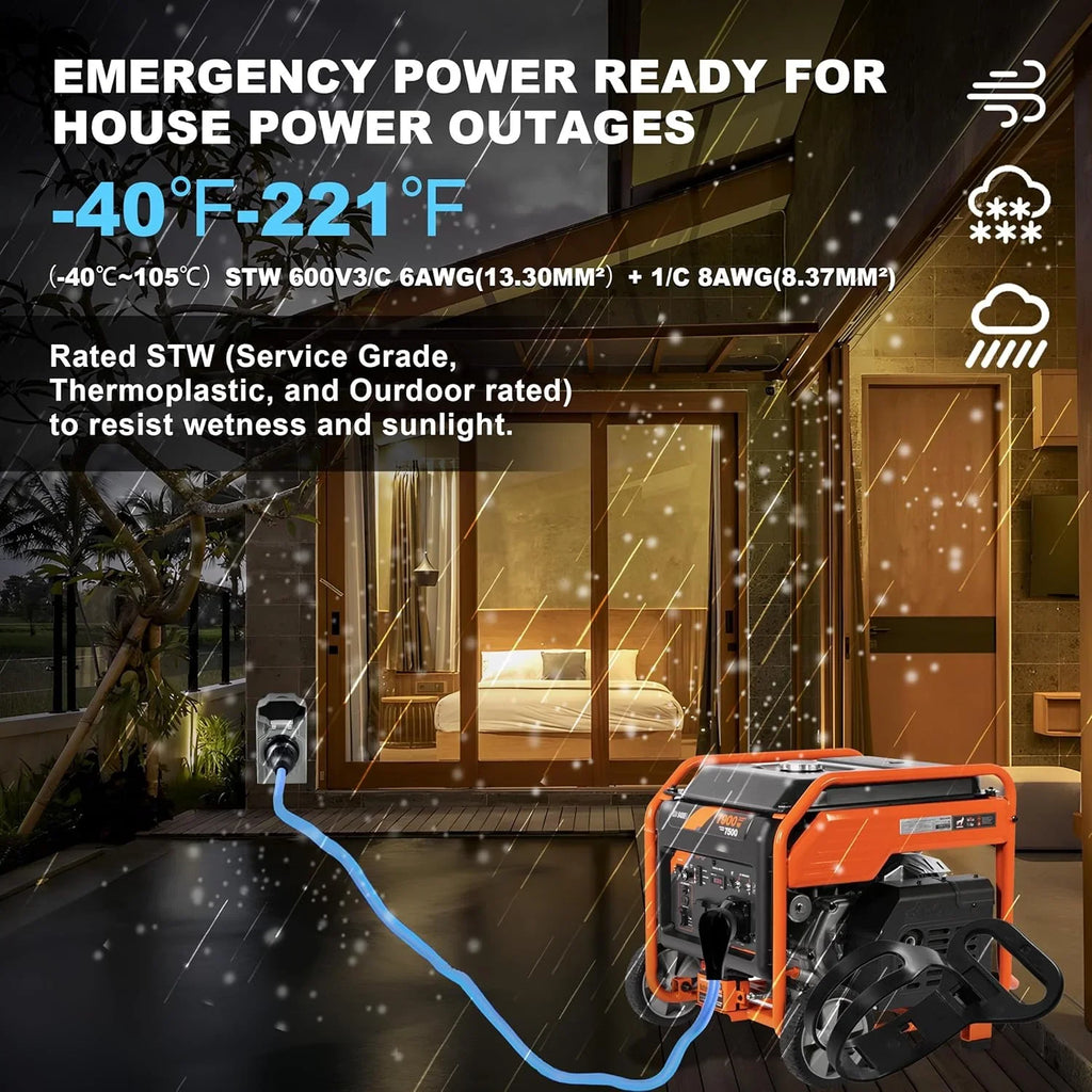 50 Amp Generator Cord and Pre-Drilled Power Inlet Box, Generator Cords 50FT, 50 Amp 125V/250V Generator Power Cord, NEMA 14-50P / SS2-50R Twist Lock Connector