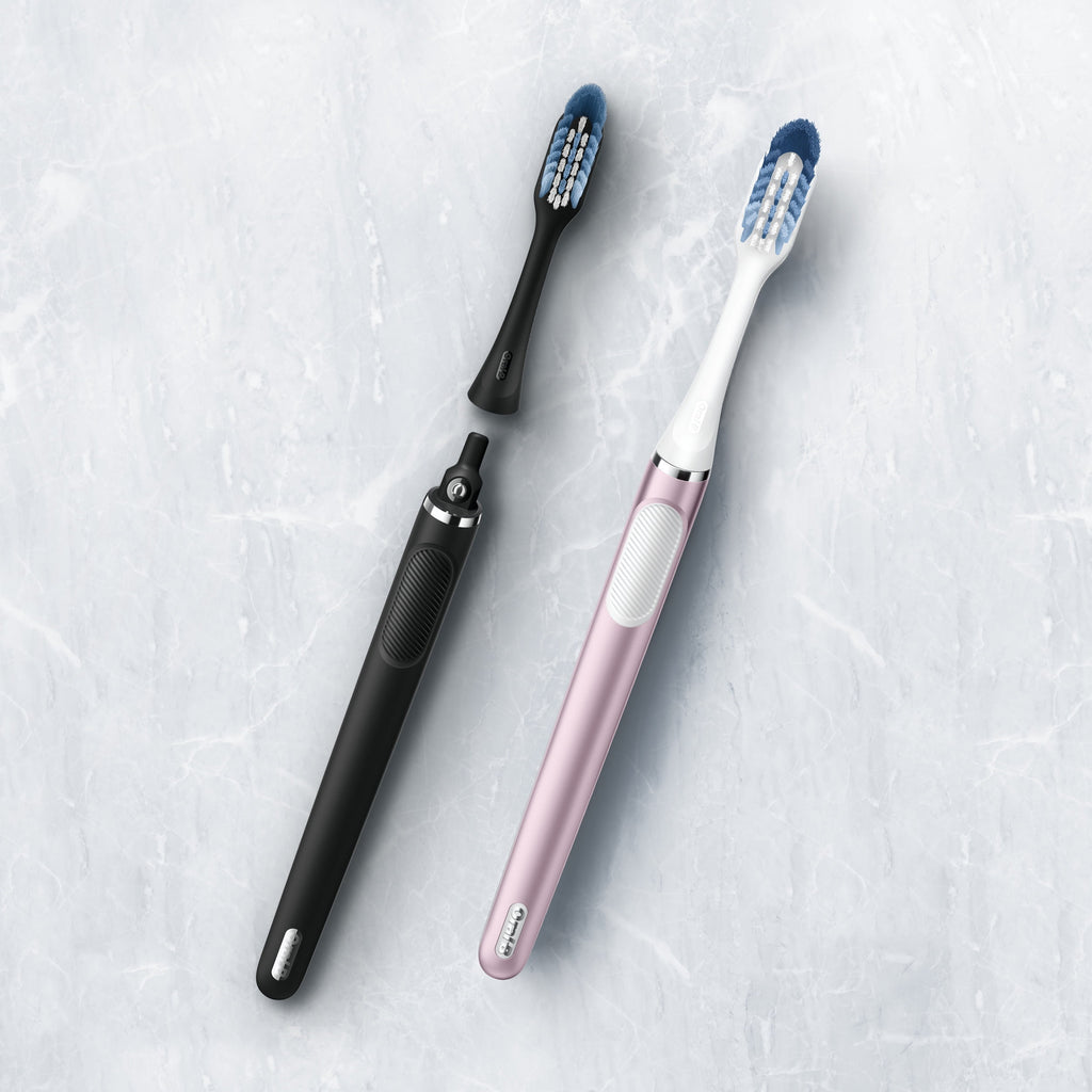 Clic Starter Kit Metallic Rose Toothbrush Handle with Brush Head and Toothbrush Holder