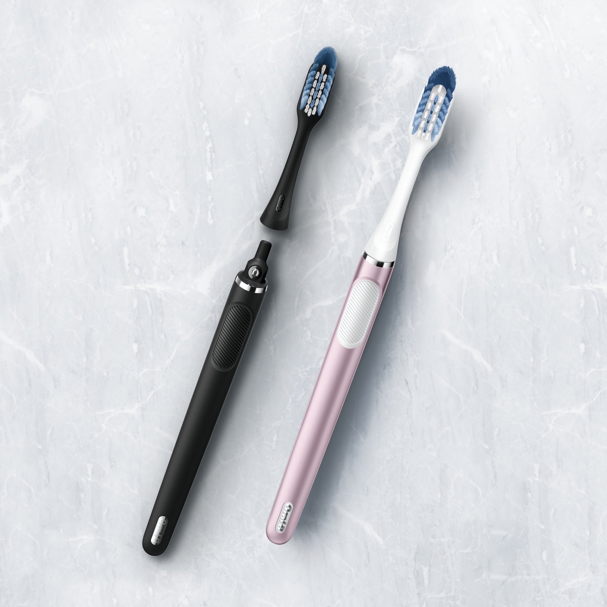 Clic Starter Kit Metallic Rose Toothbrush Handle with Brush Head and Toothbrush Holder