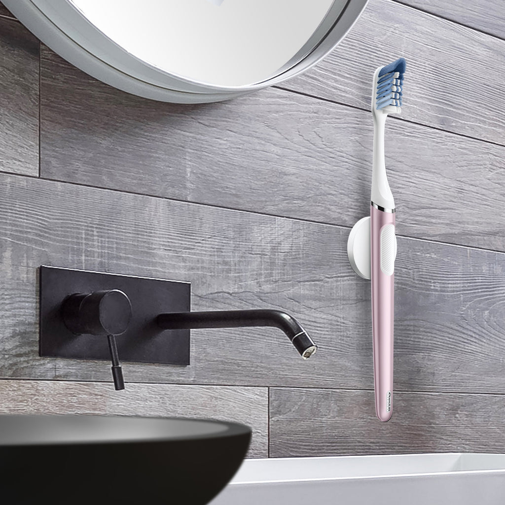 Clic Starter Kit Metallic Rose Toothbrush Handle with Brush Head and Toothbrush Holder
