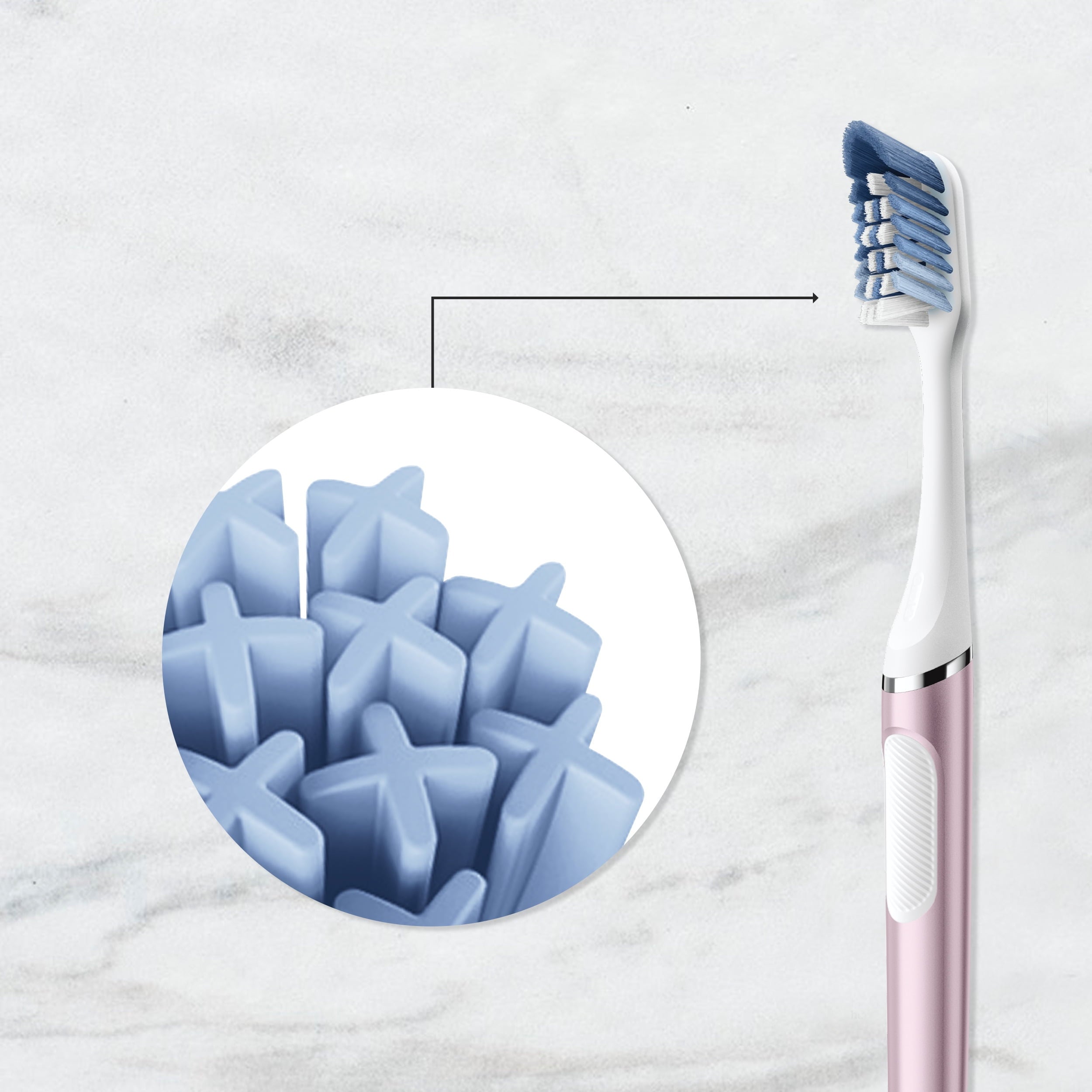 Clic Starter Kit Metallic Rose Toothbrush Handle with Brush Head and Toothbrush Holder