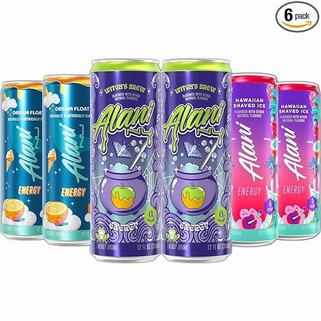 New  Energy Drinks Witches Brew, Dream Float, Hawaian Shaved Ice Variety Pack, Sugar-Free, Low-Calorie, 200mg Caffeine, Energy Boost Drink 12 fl oz (Pack of 6)