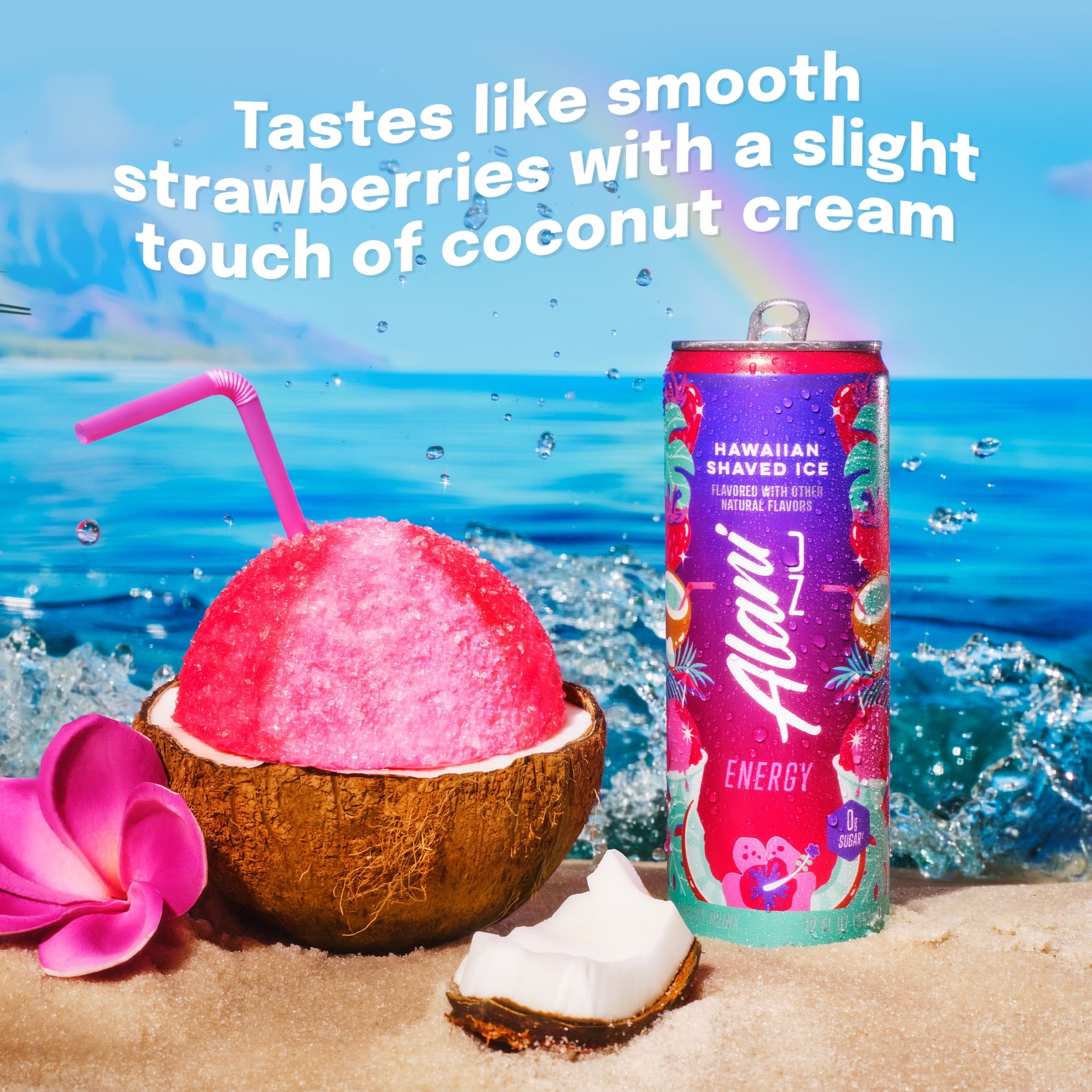 Sugar Free Energy Drink, Hawaiian Shaved Ice, 12 fl oz, 12 Pack, Cans, 200mg Caffeine