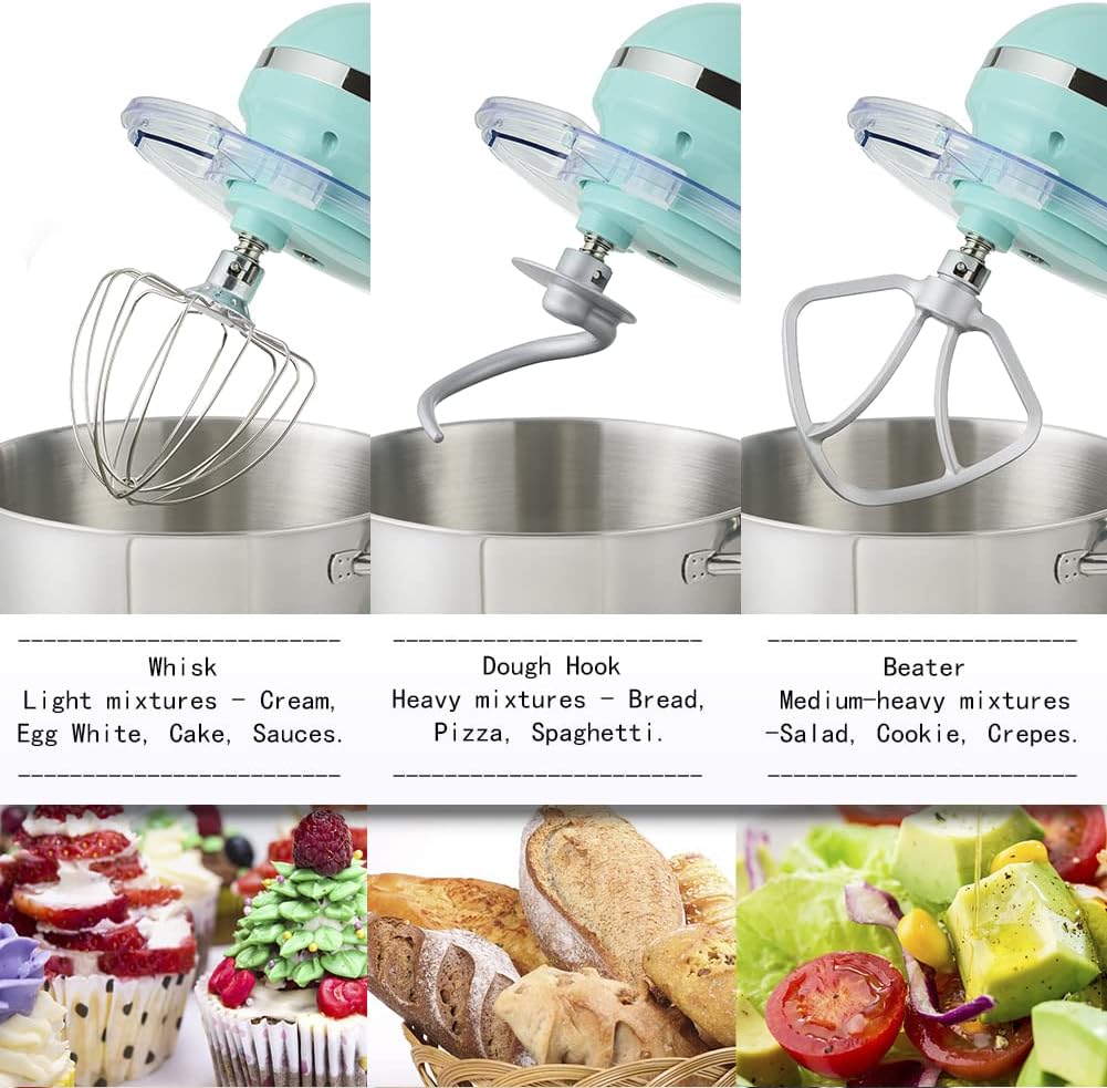 Vertical mixer, power 900 watts, capacity 8 gallons, large kitchen mixer, kitchen electric mixer with dough hook, whisk and stirring rod (blue, 8 gallons)