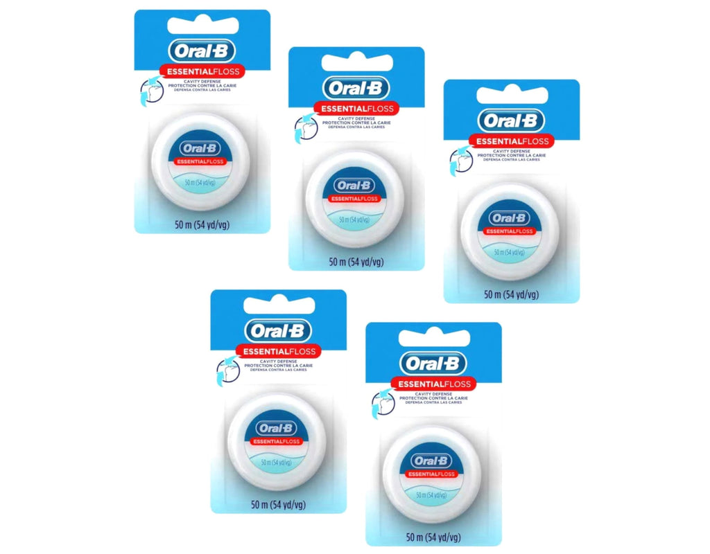 Essential Floss Unflavored Waxed 54 Yards (50m) - Pack of 5