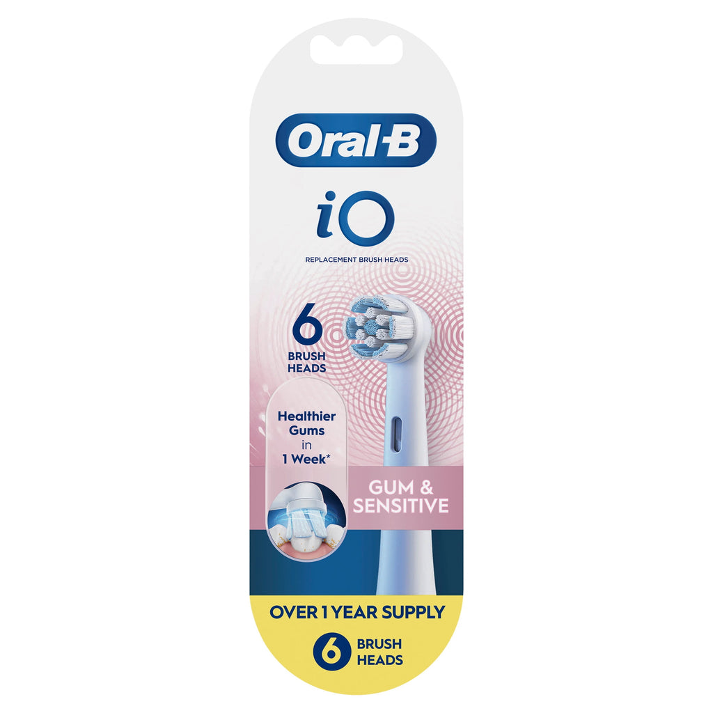 Toothbrush Heads, iO Gum &amp; Sensitive Replacement Heads, Electric Toothbrush Brush Heads, White, 6 Count
