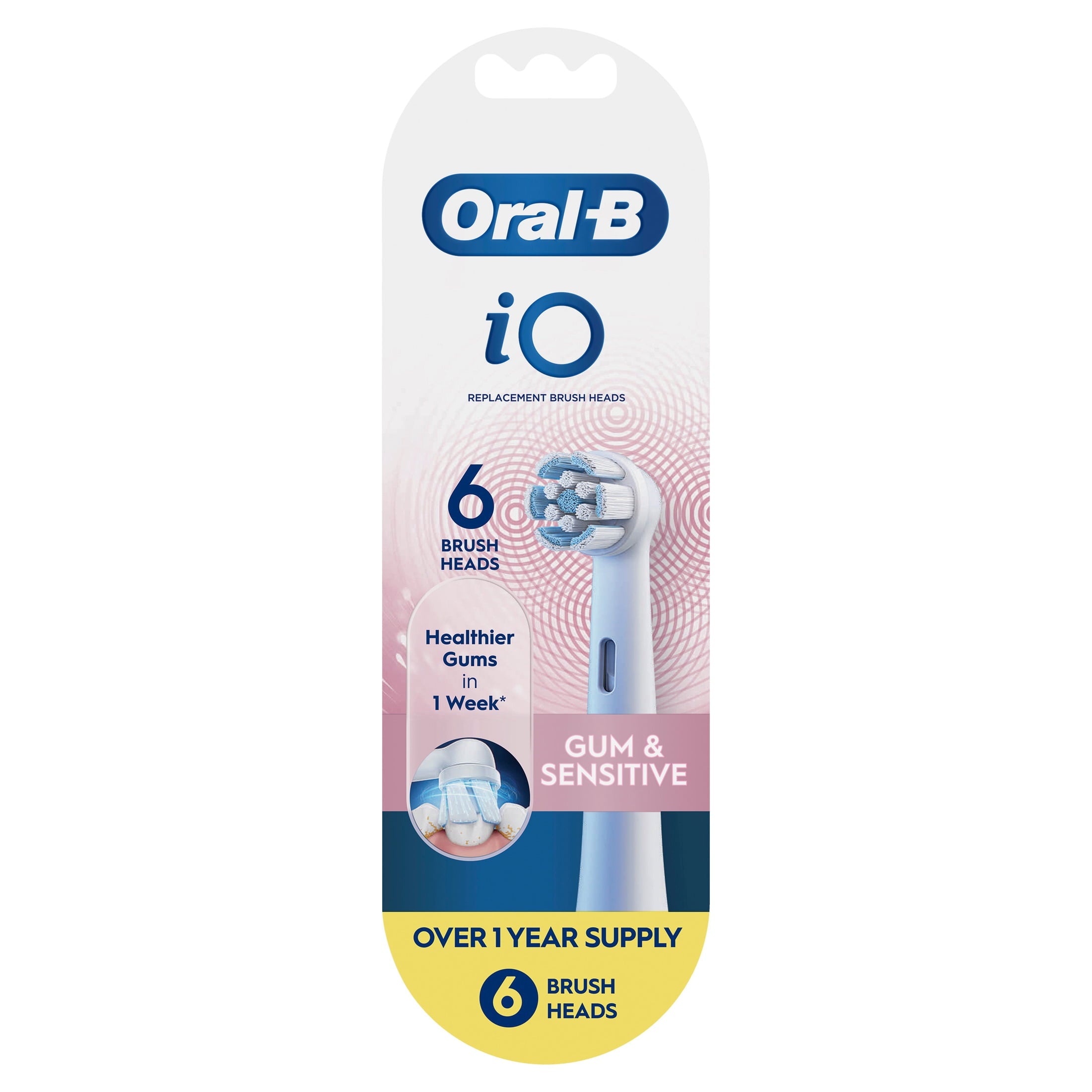 Toothbrush Heads, iO Gum &amp; Sensitive Replacement Heads, Electric Toothbrush Brush Heads, White, 6 Count