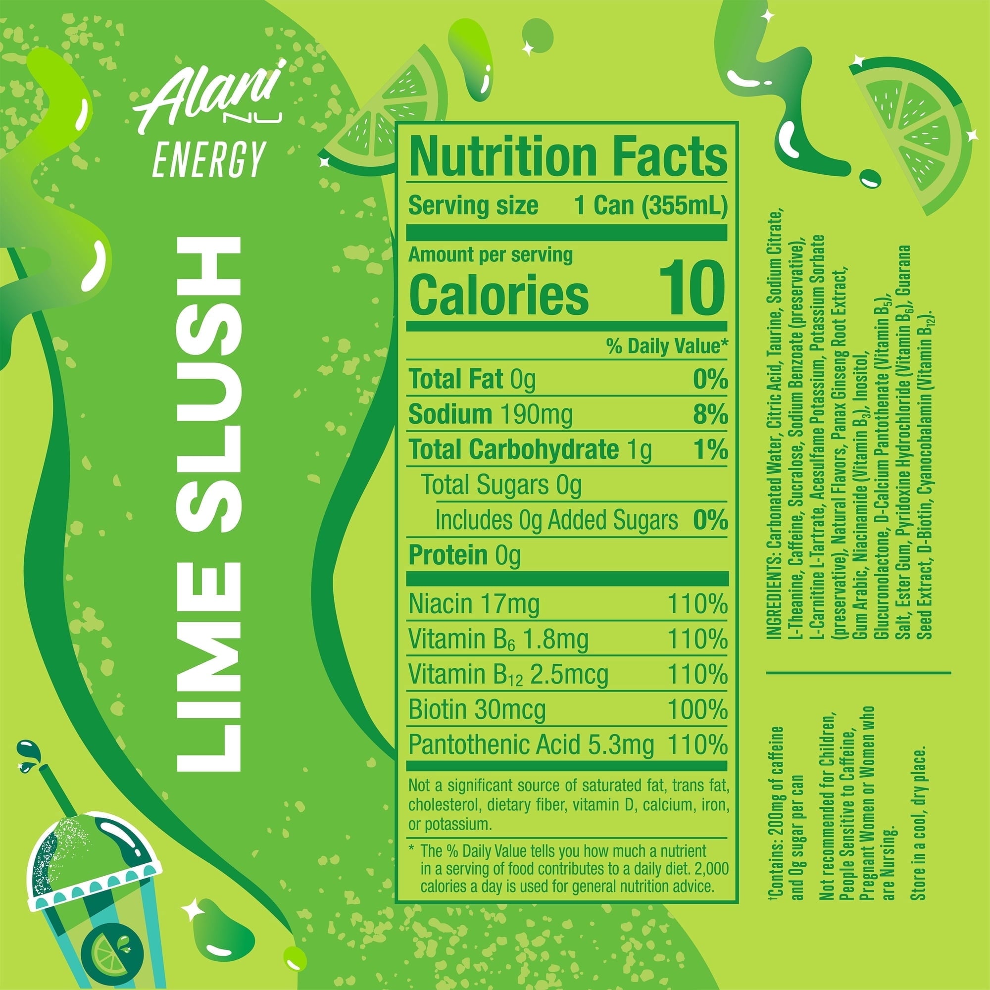 Limited Edition Lime Slush Energy Drink 6 Pack 12oz