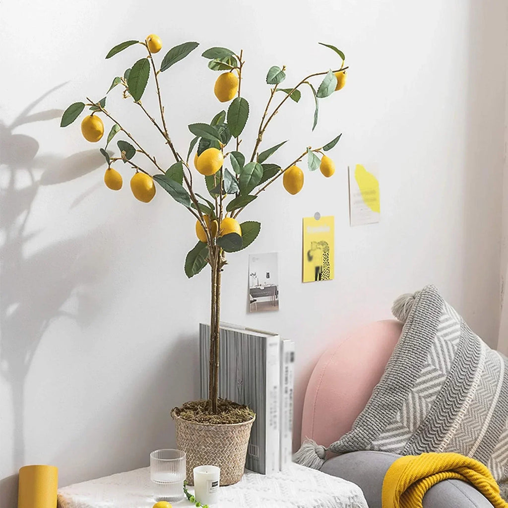 Fake Bonsai Tree The Artificial Plant Small Potted Plant Decorates The Artificial Flower Lemon Tree, 37 Inches High, It is A Good Choice Both Indoors and Outdoors. Artificial Bonsai Tree