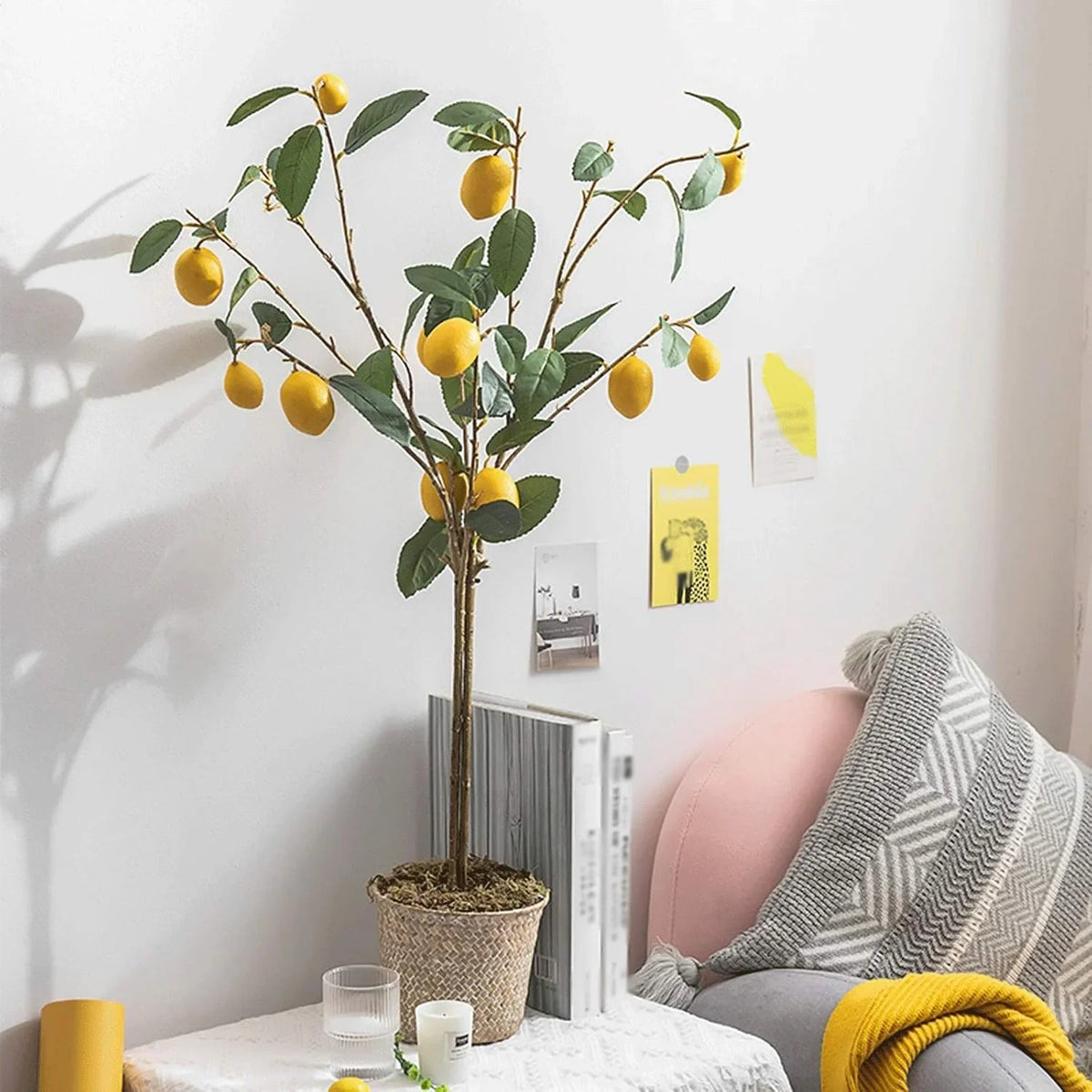 Fake Bonsai Tree The Artificial Plant Small Potted Plant Decorates The Artificial Flower Lemon Tree, 37 Inches High, It is A Good Choice Both Indoors and Outdoors. Artificial Bonsai Tree