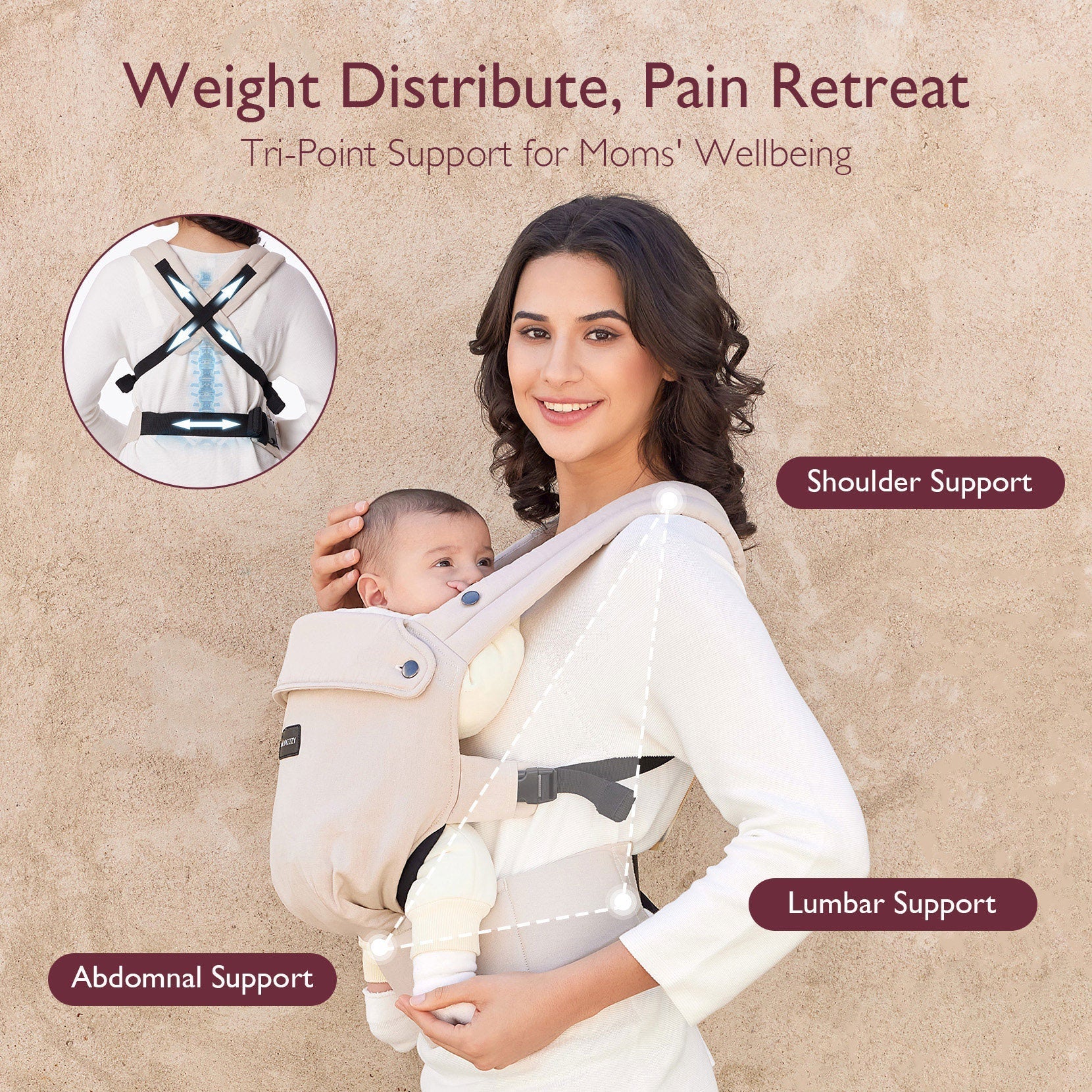Comfort Bundle: PureHug Baby Carrier Khaki Color and Ergonest Belly Band