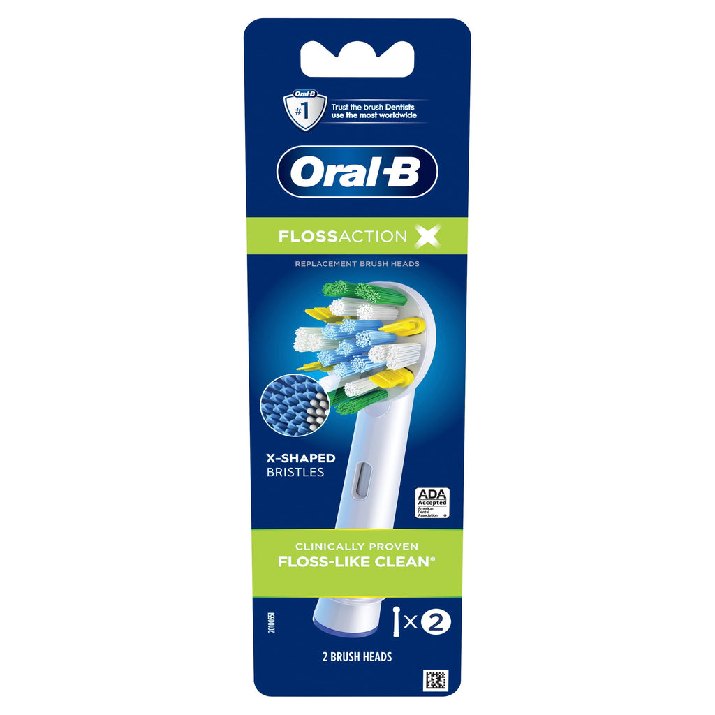 Toothbrush Heads, FlossAction X-Filament Replacement Brush Heads, 2 Count