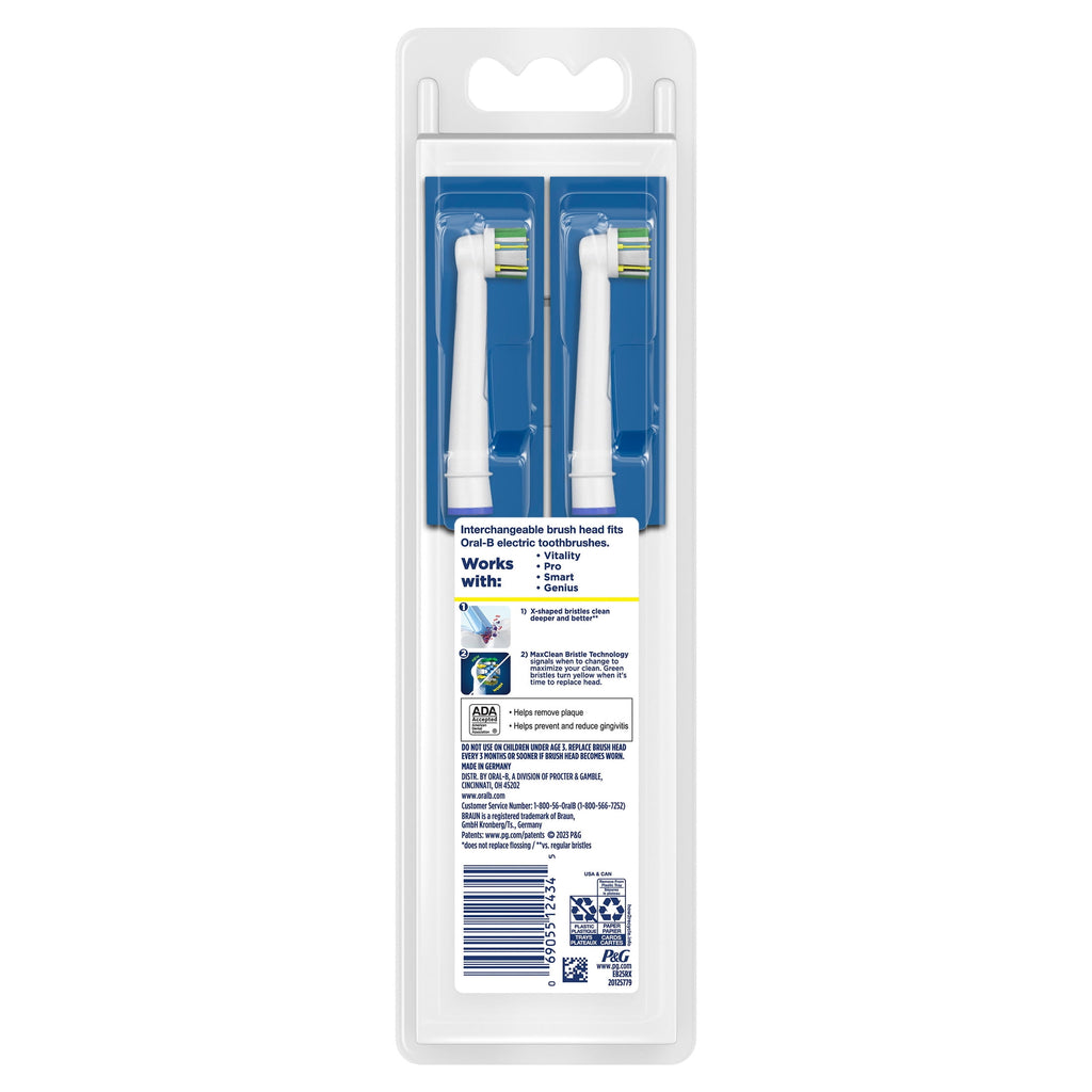 Toothbrush Heads, FlossAction X-Filament Replacement Brush Heads, 2 Count