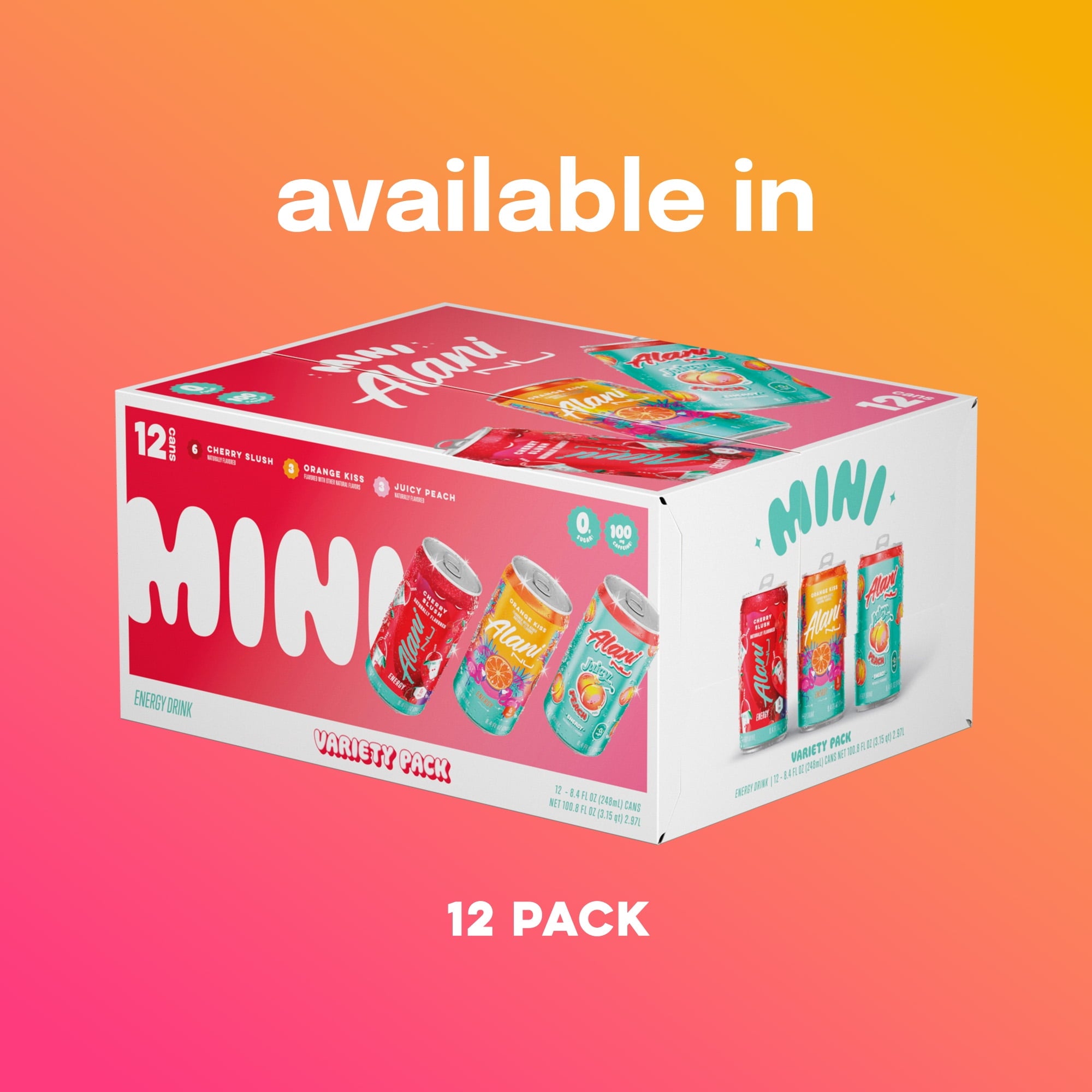 Mini Variety Pack Cherry Slush, Juicy Peach, Orange Kiss, 8.4 fl oz, pack of 12