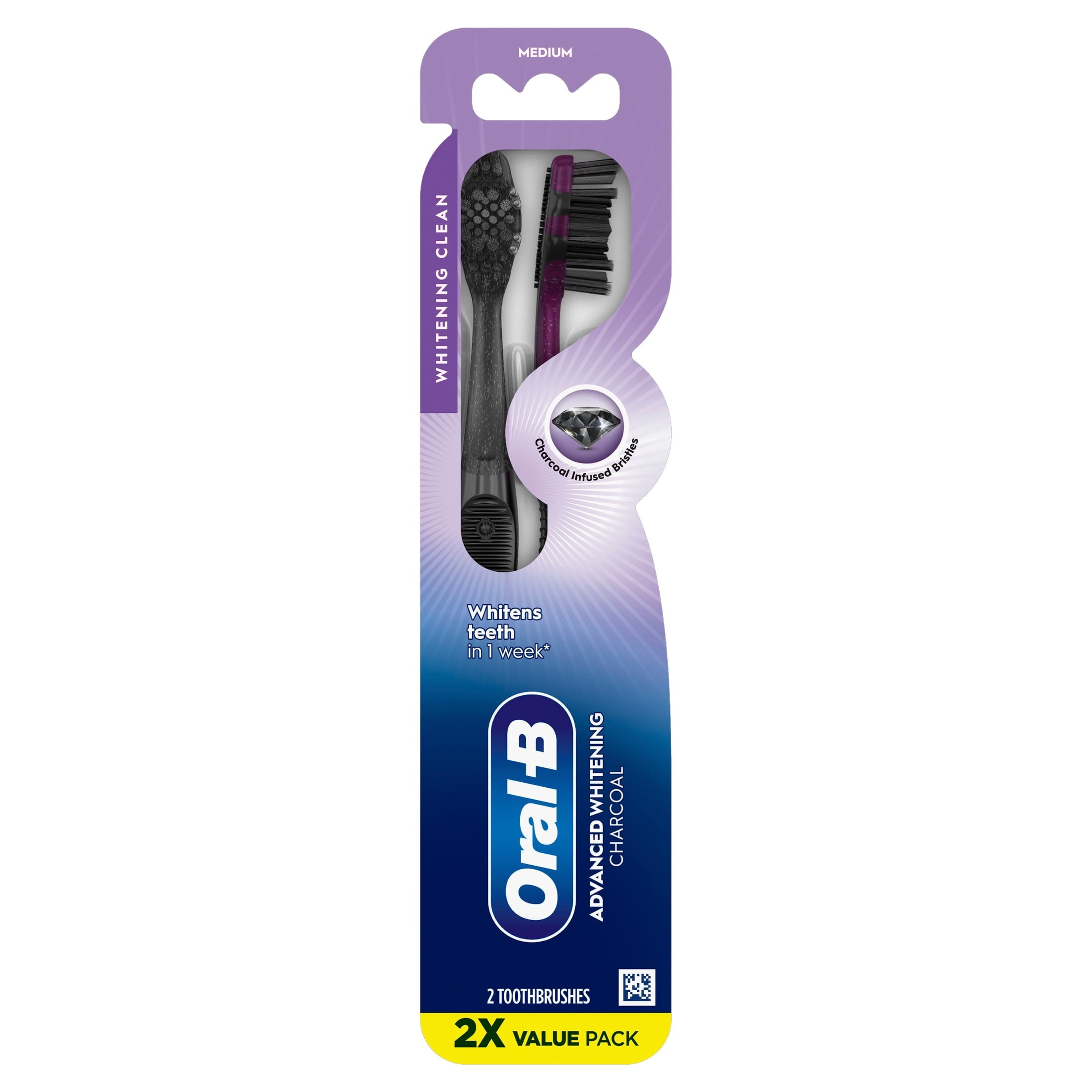 Toothbrush Advanced Whitening Charcoal, Medium, 2 Count