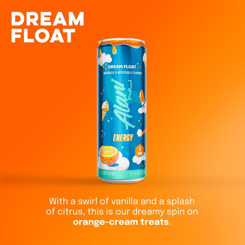 Energy Drinks Dream Float Zero Suger, Low - Calorie, Energy Boost Drinks 12 oz (6 Pack)