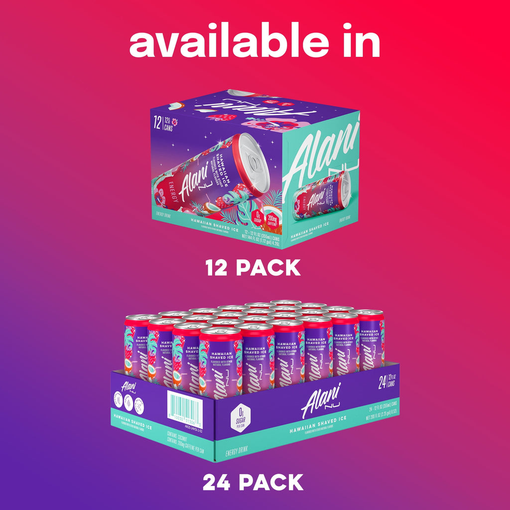 Sugar Free Energy Drink, Hawaiian Shaved Ice, 12 fl oz, 12 Pack, Cans, 200mg Caffeine