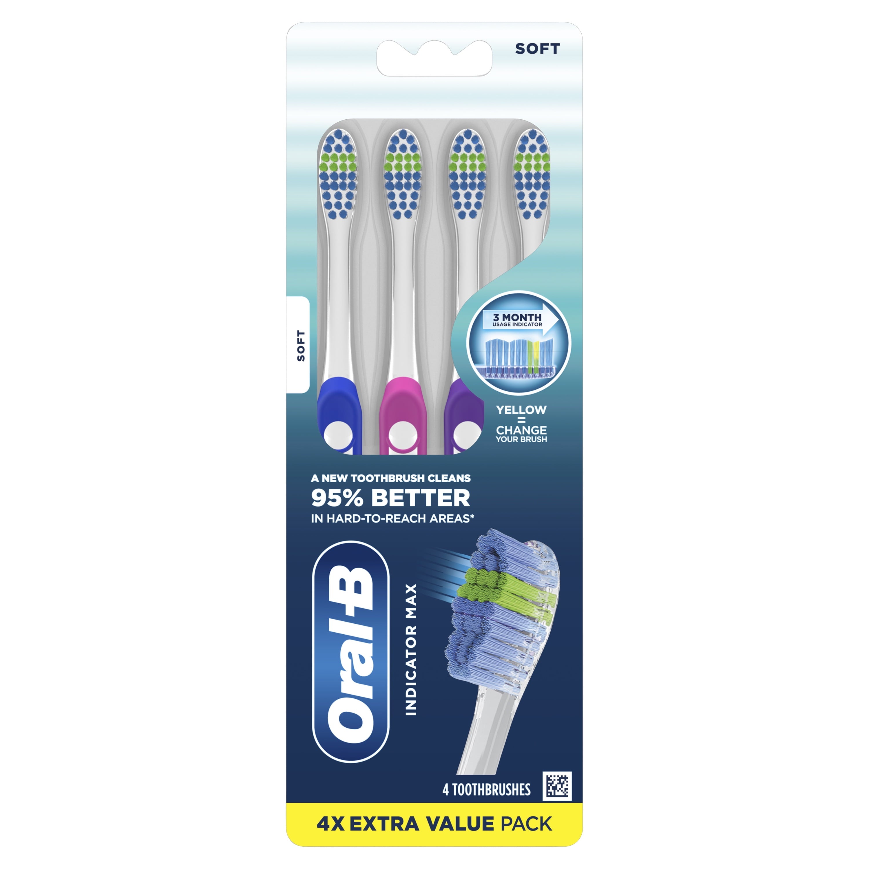 Indicator Contour Clean Toothbrushes, Soft Bristles, 4 Count