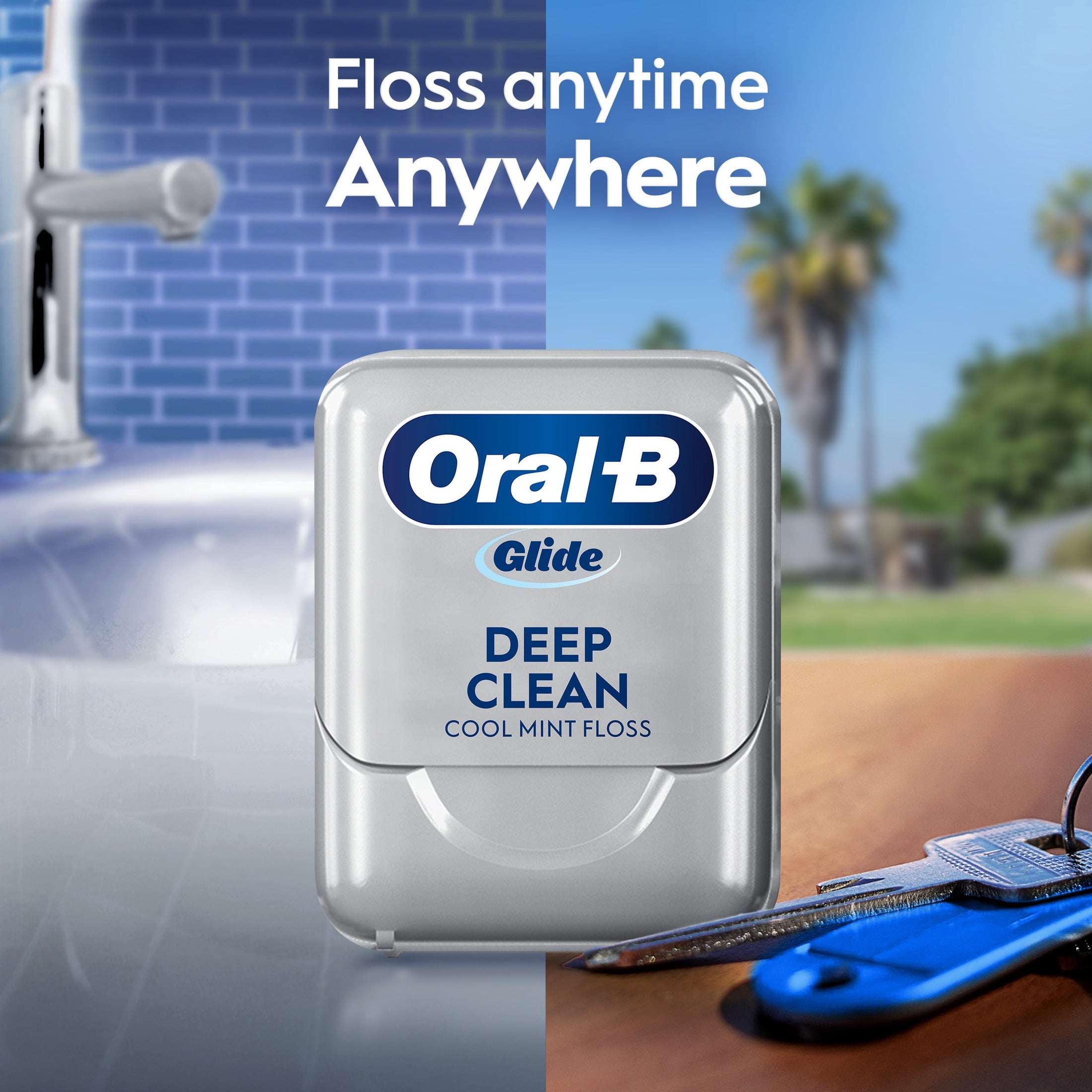 ‑B Floss, Glide Pro‑Health Deep Clean Waxed Dental Floss, Cool Mint, 40m, 3 Pack