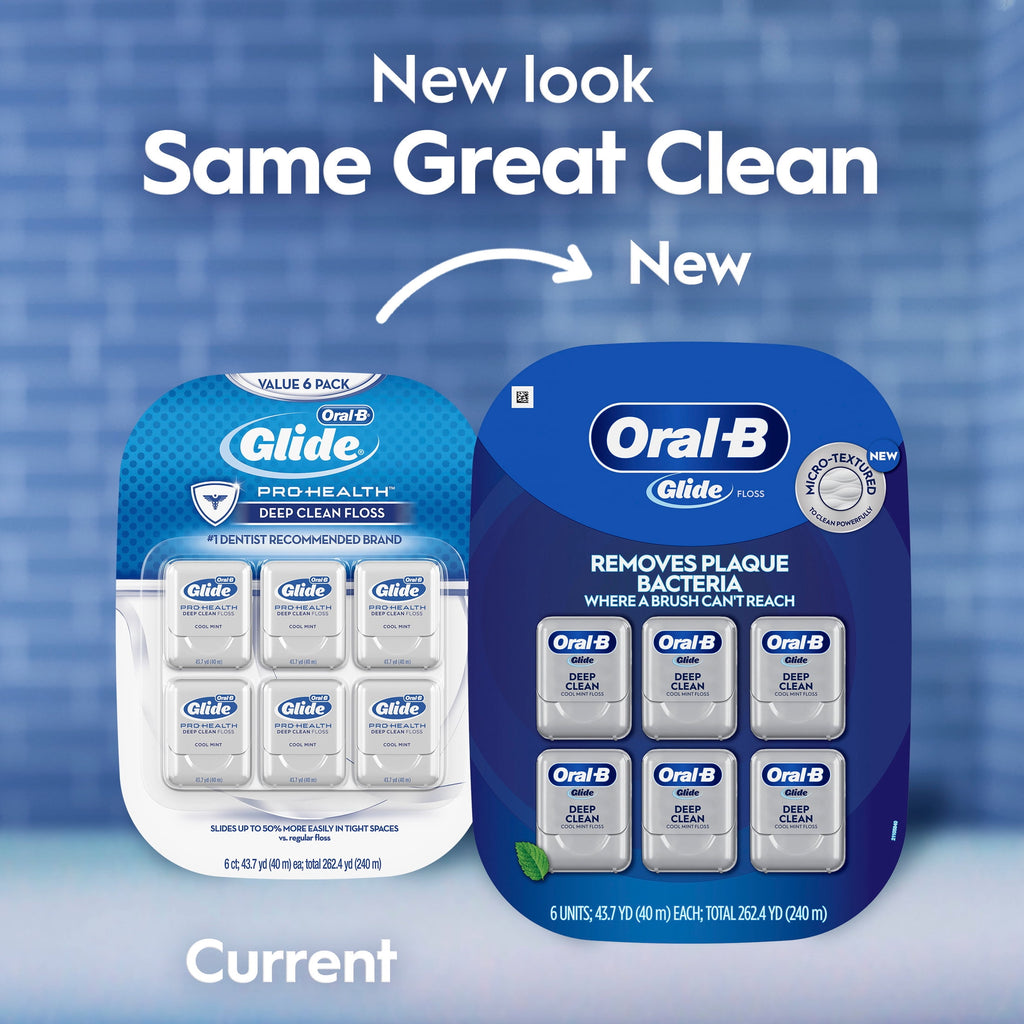 ‑B Floss, Glide Pro‑Health Deep Clean Waxed Dental Floss, Cool Mint, 40m, 3 Pack