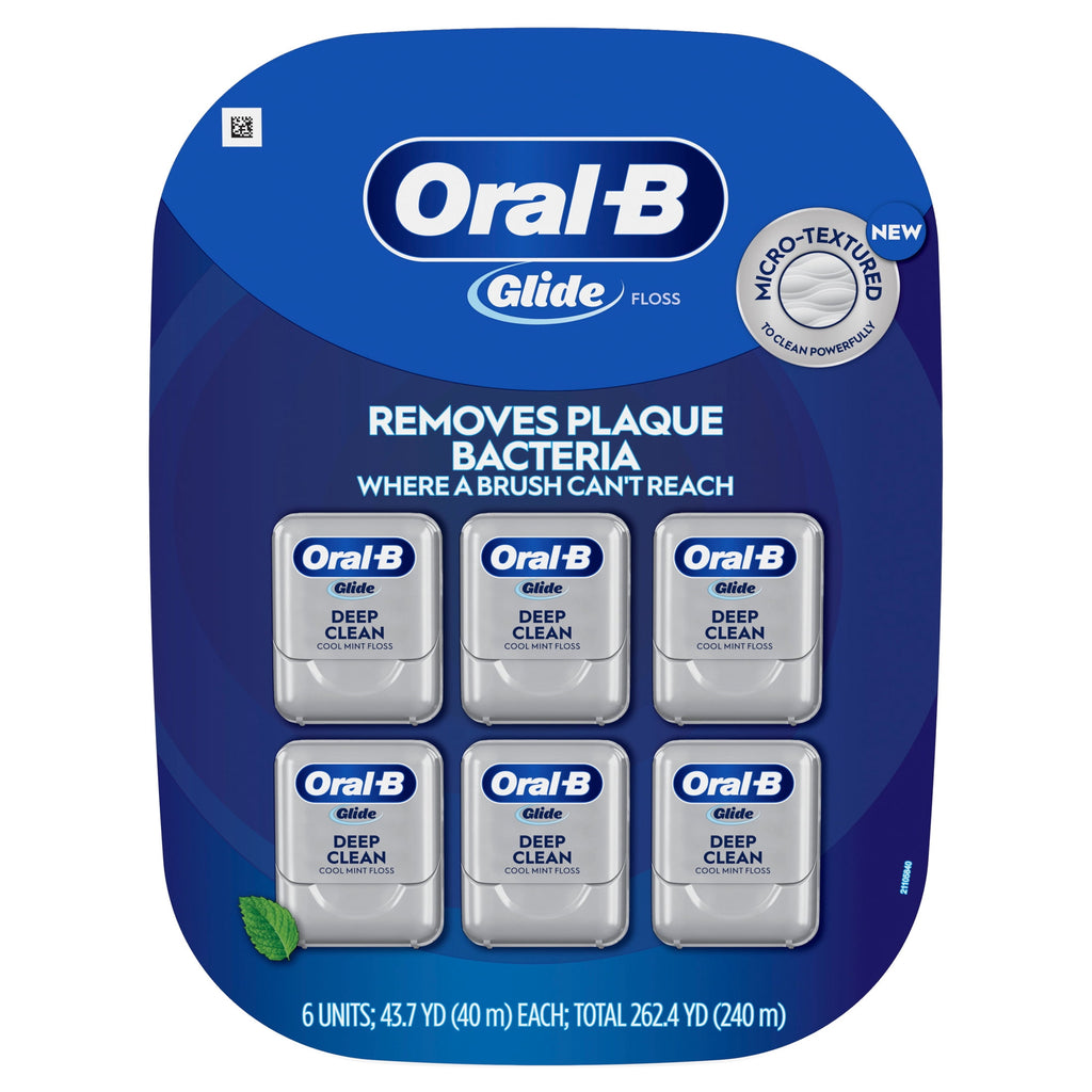 ‑B Floss, Glide Pro‑Health Deep Clean Waxed Dental Floss, Cool Mint, 40m, 3 Pack