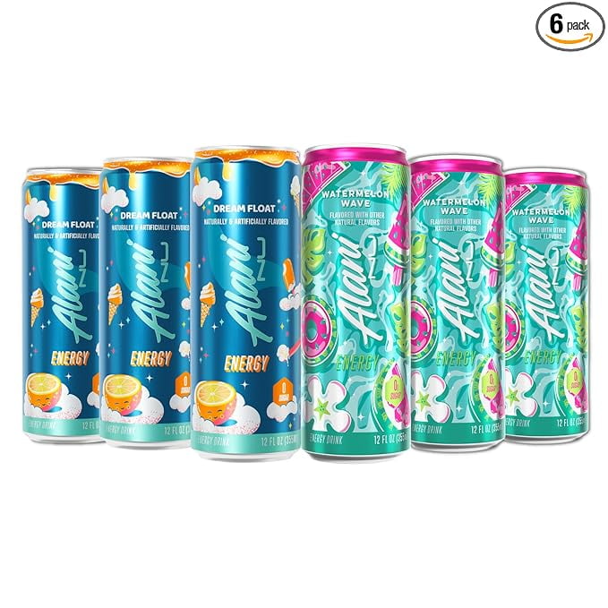 New  Energy Drinks Dream Float, Watermelon Wave Flavors Sugar Free, Low - Calorie 12 Fl Oz (6 pack)