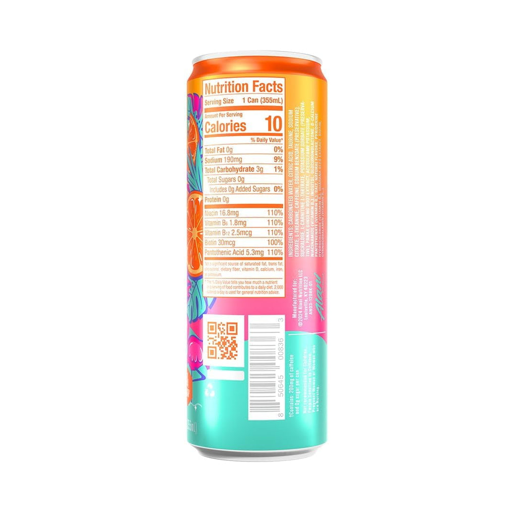 Energy Drinks Pink Slush &amp; Orange Kiss Flavor Zero Suger, Low - Calorie, Energy Boost Drinks 12 oz (6 Pack)