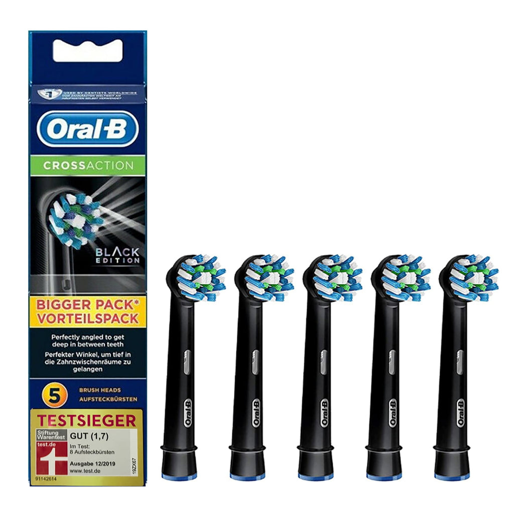 CrossAction Electric Toothbrush Replacement Brush Head Refills,5-PK Black E